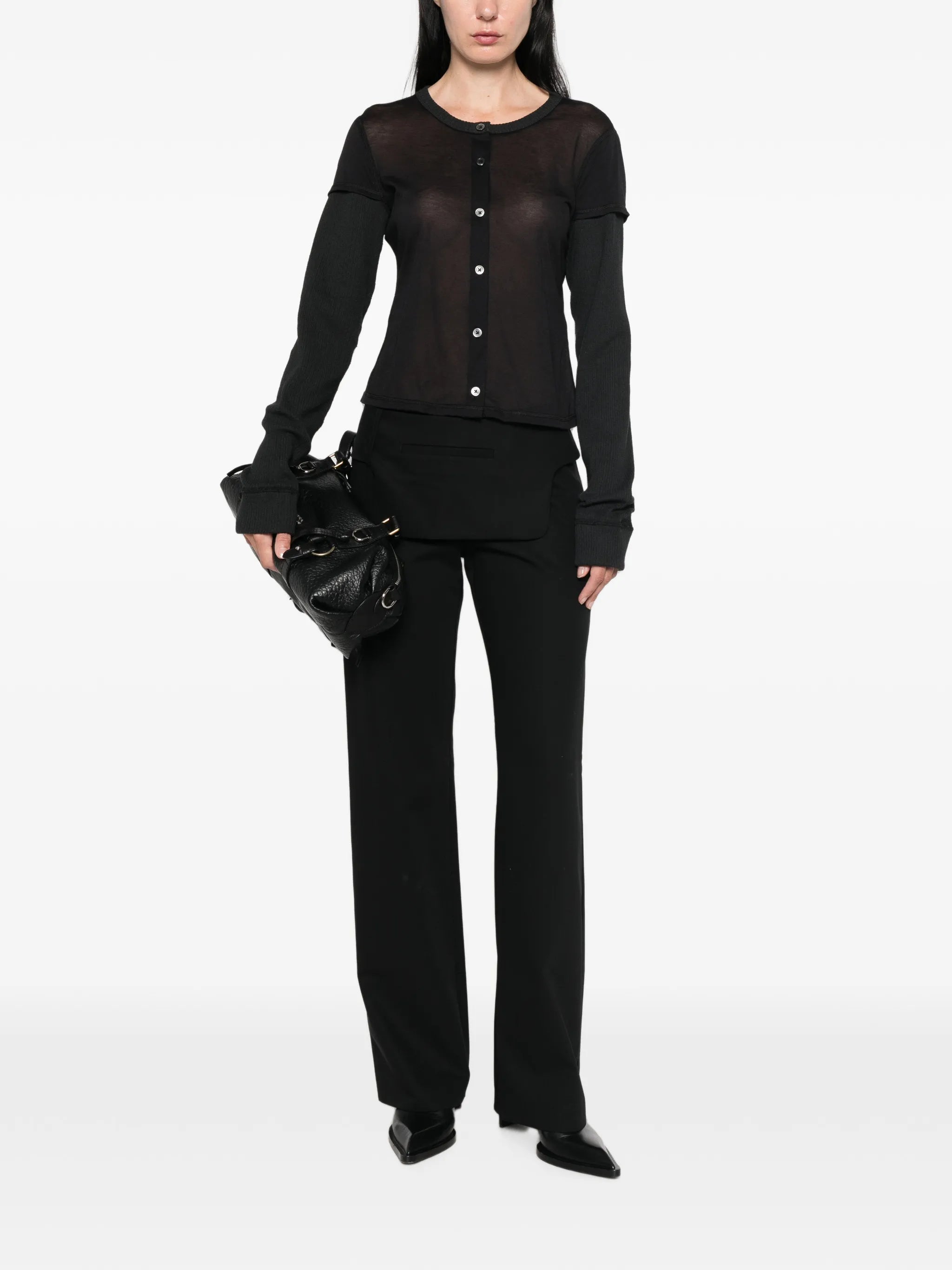 Heat knitted-sleeves cardigan