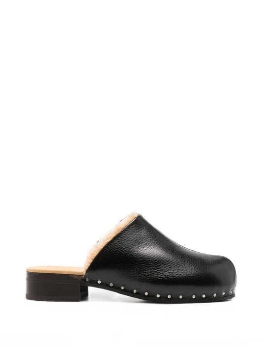 Naoto shearling-lined leather clogs