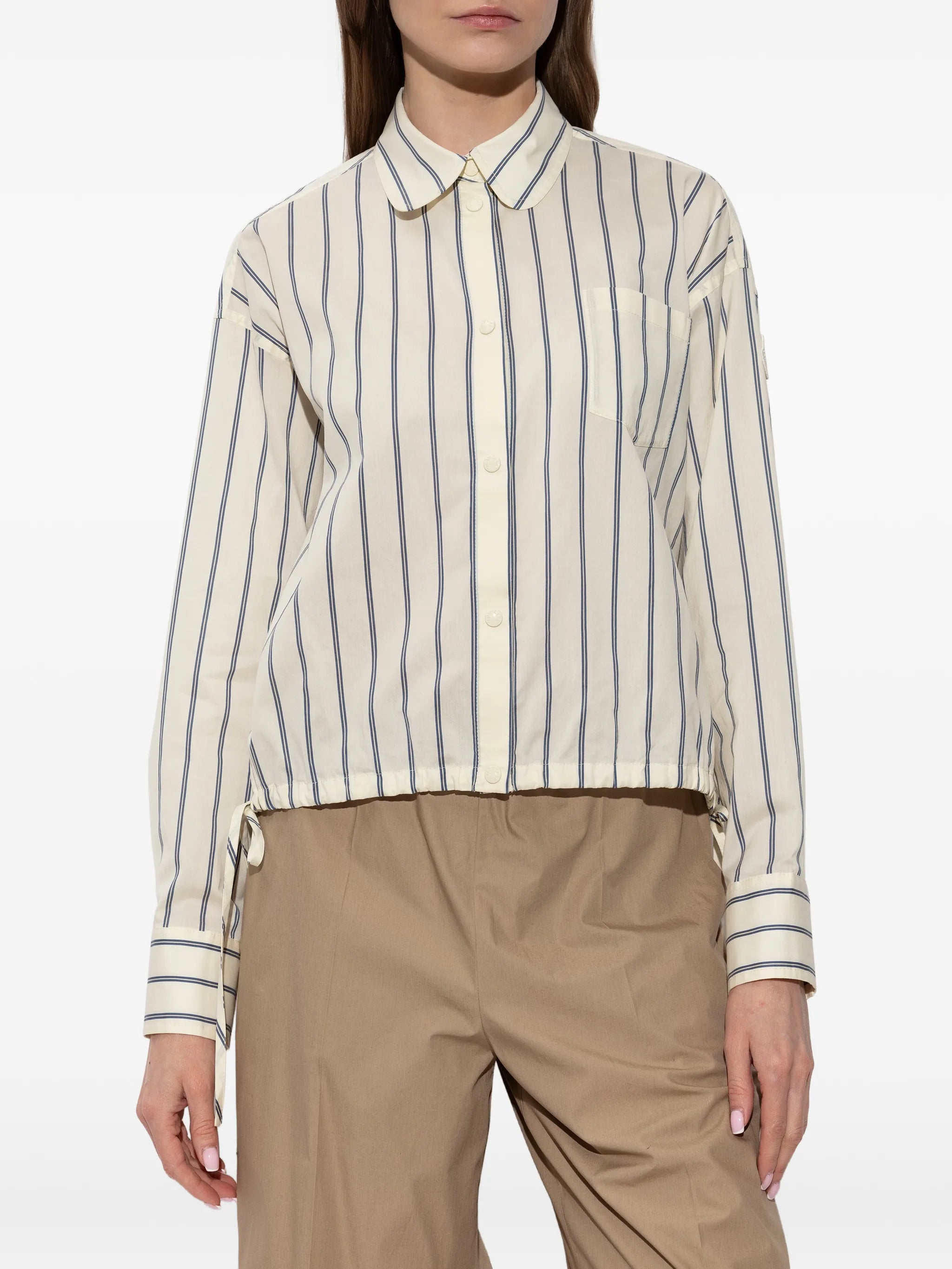 striped cotton & silk long sleeve shirt