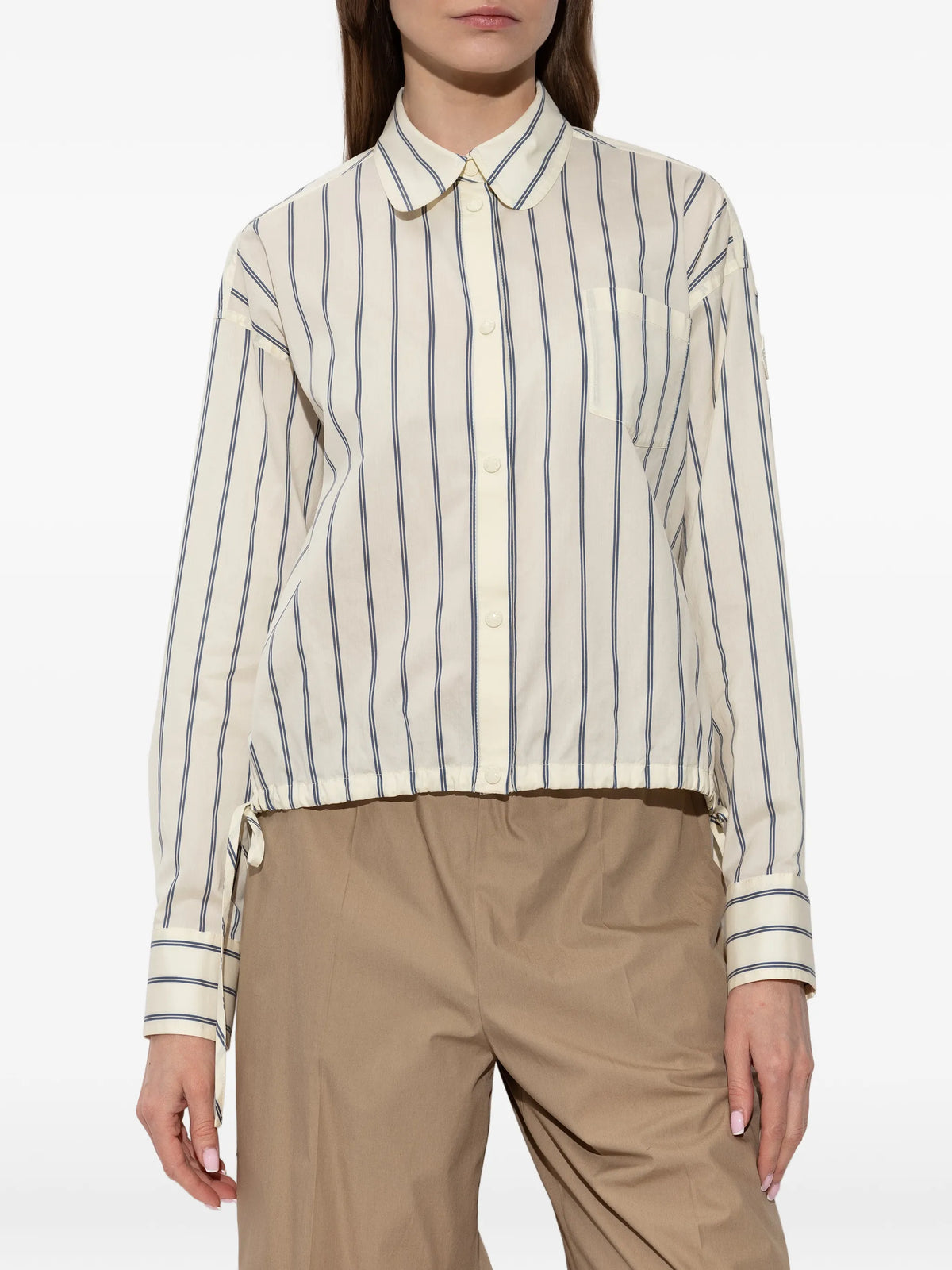 striped cotton & silk long sleeve shirt