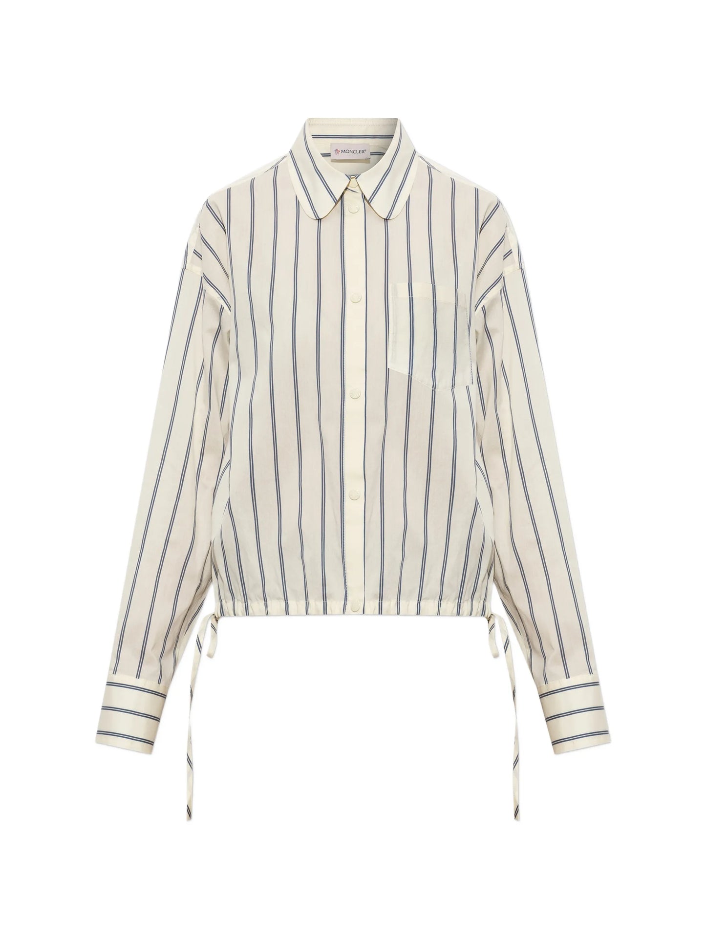 drawstring-details striped cotton shirt
