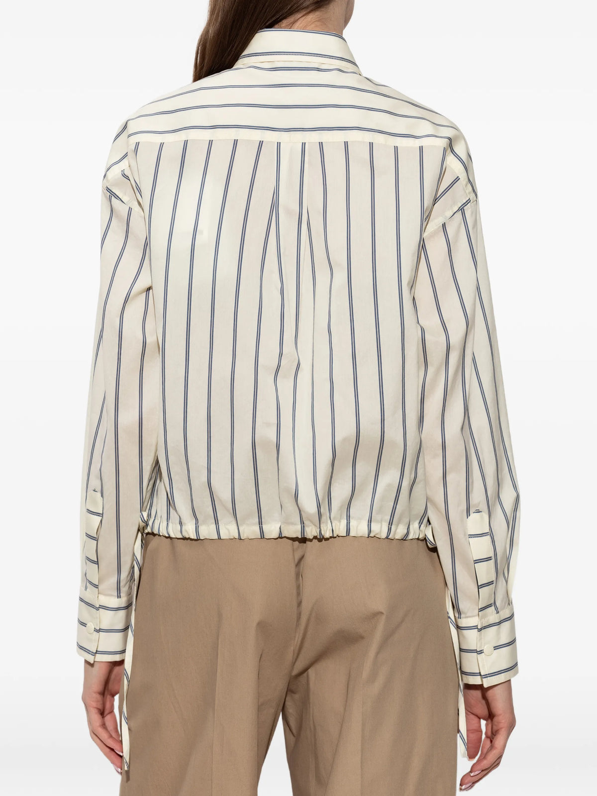 striped cotton & silk long sleeve shirt