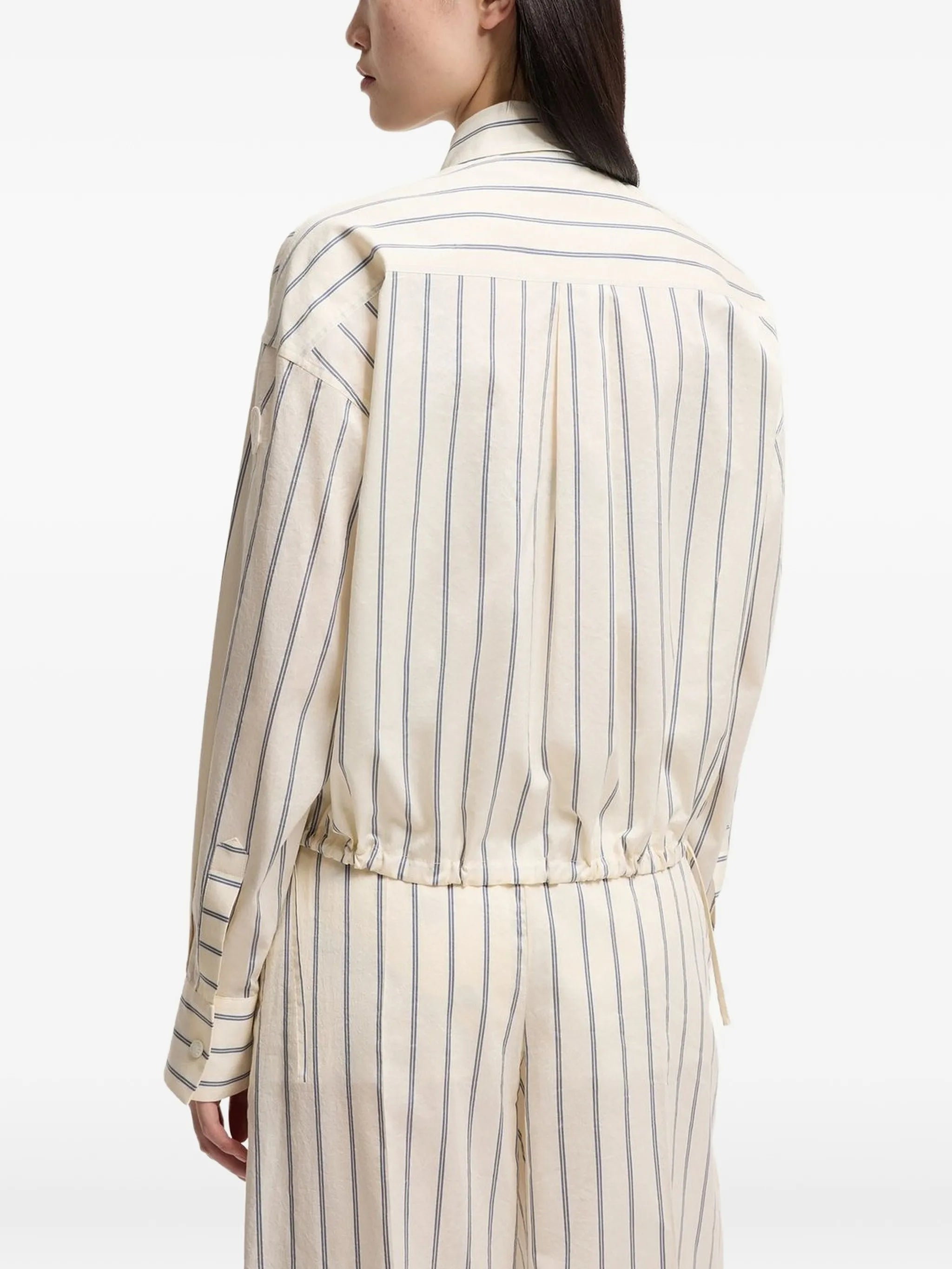 striped cotton & silk long sleeve shirt