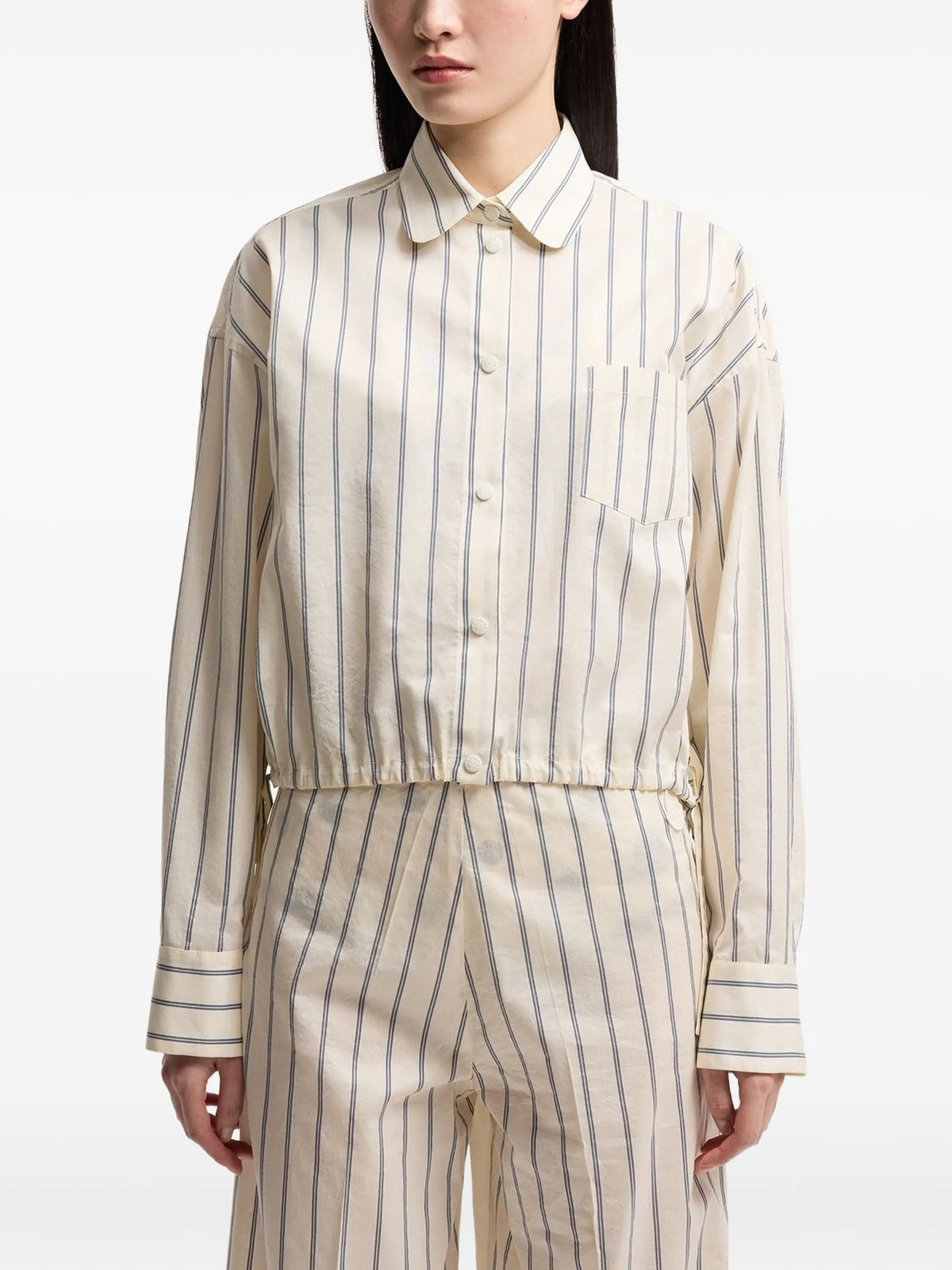 striped cotton & silk long sleeve shirt