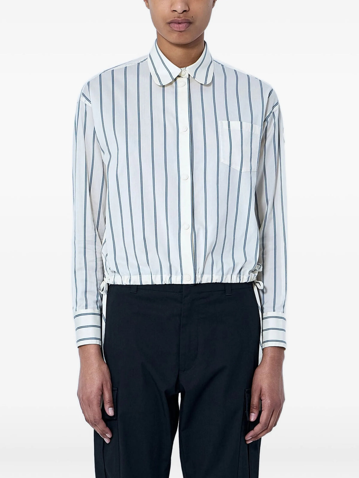 striped cotton & silk long sleeve shirt