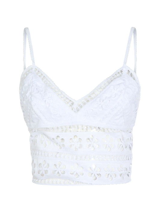 Melie floral-embroidered V-neck top