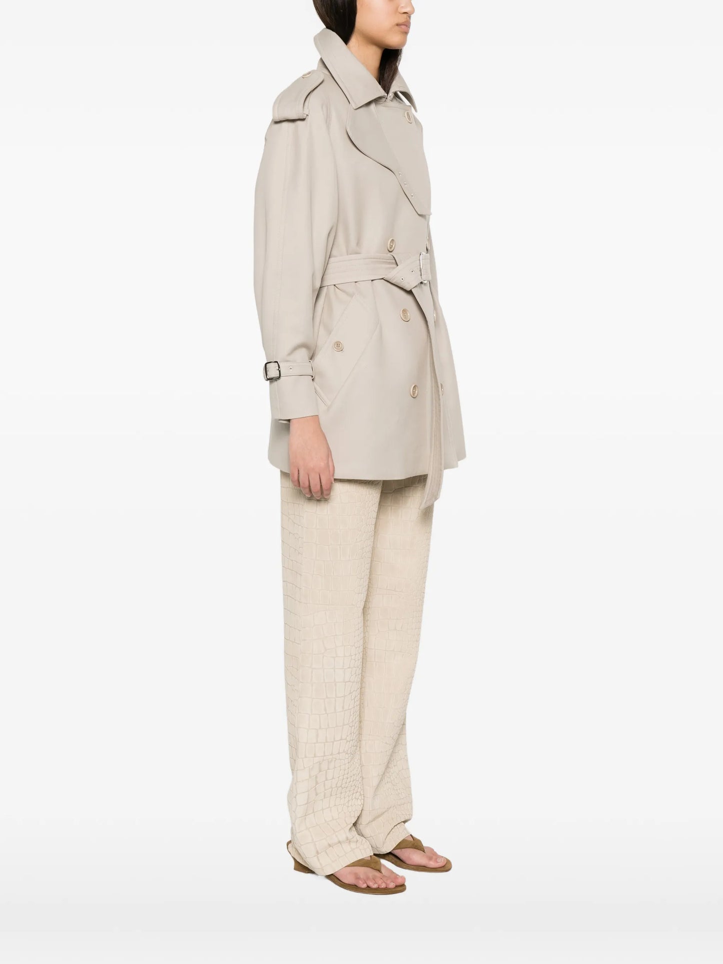 Cacio double-breasted belted duster coat