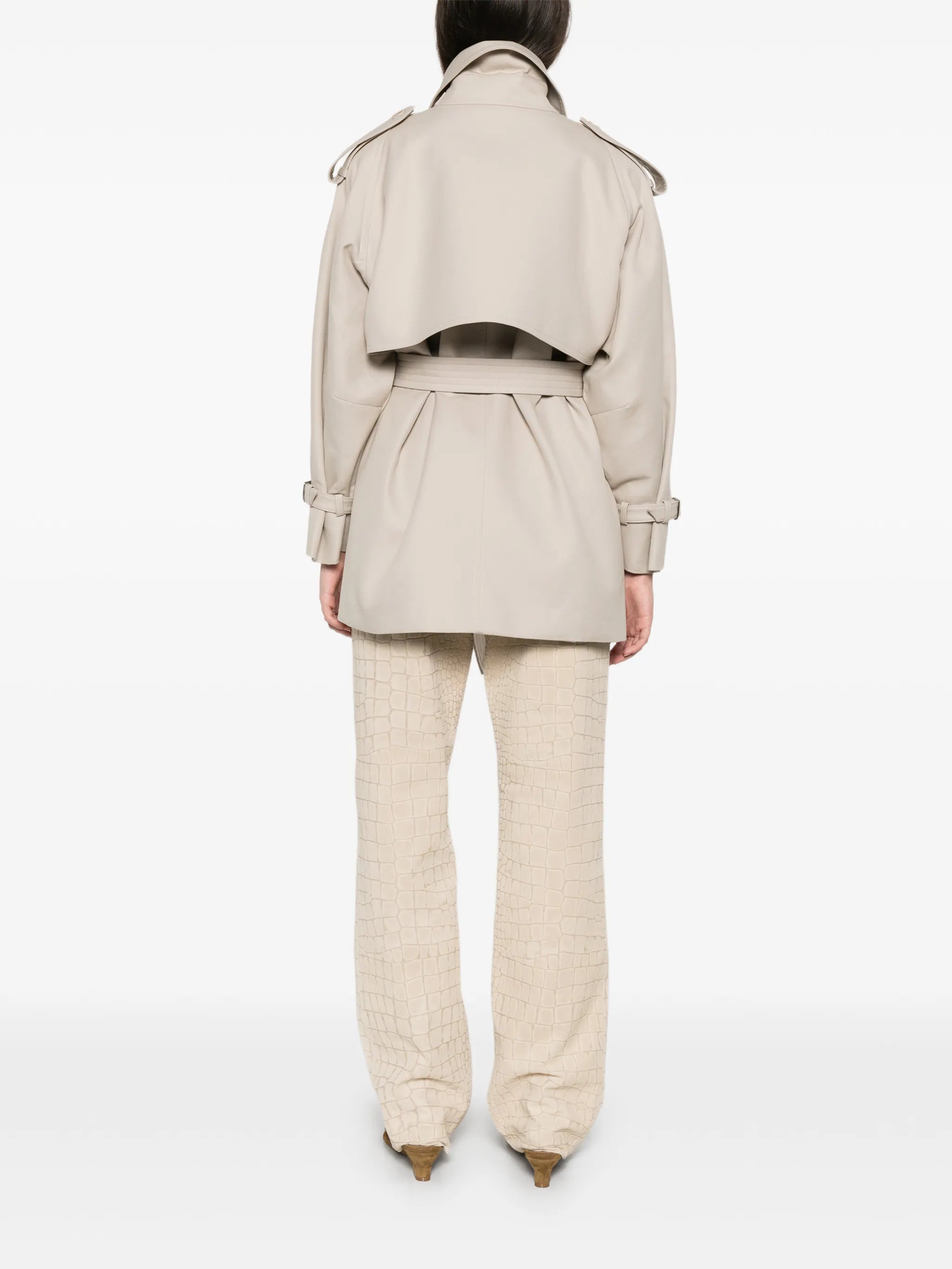 Cacio double-breasted belted duster coat