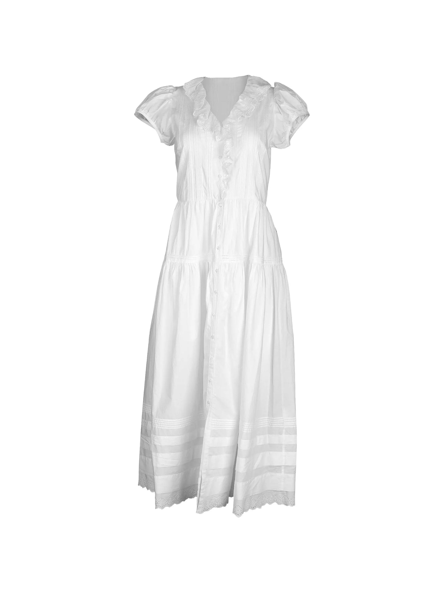 Eliette ruffle-trim midi dress