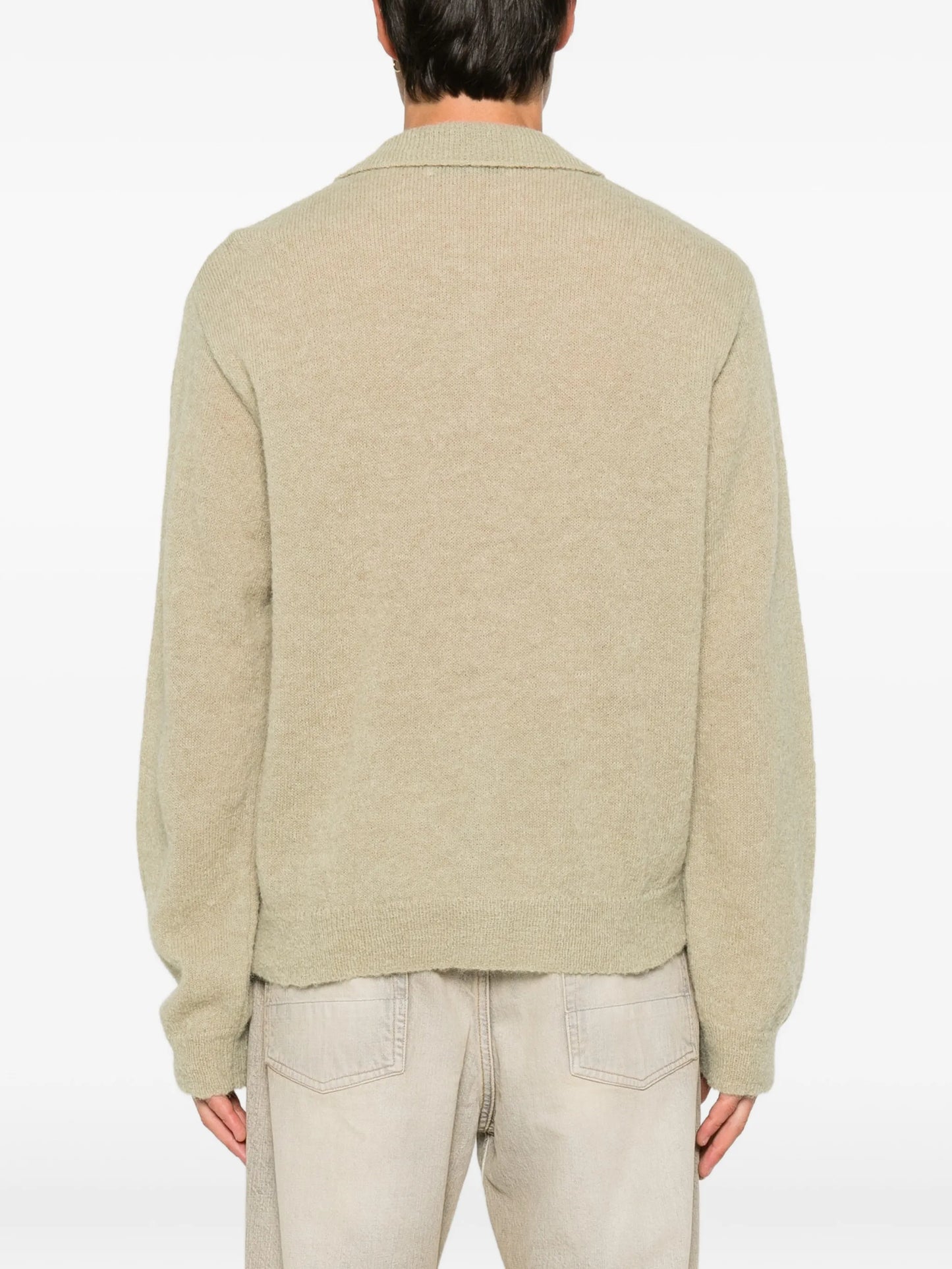 Evening fuzzy alpaca polo shirt