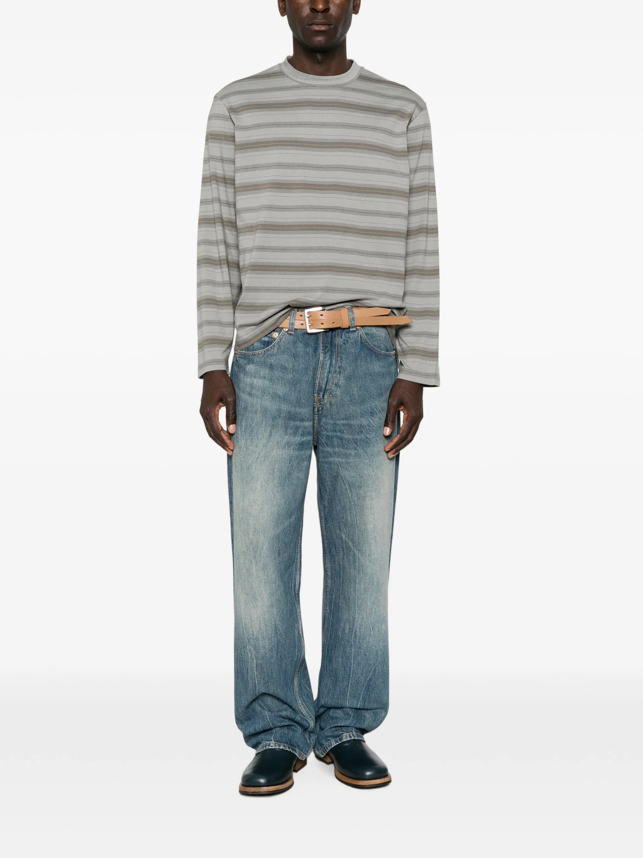Box striped long-sleeve T-shirt