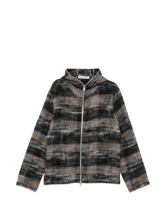check-pattern zip-up hoodie
