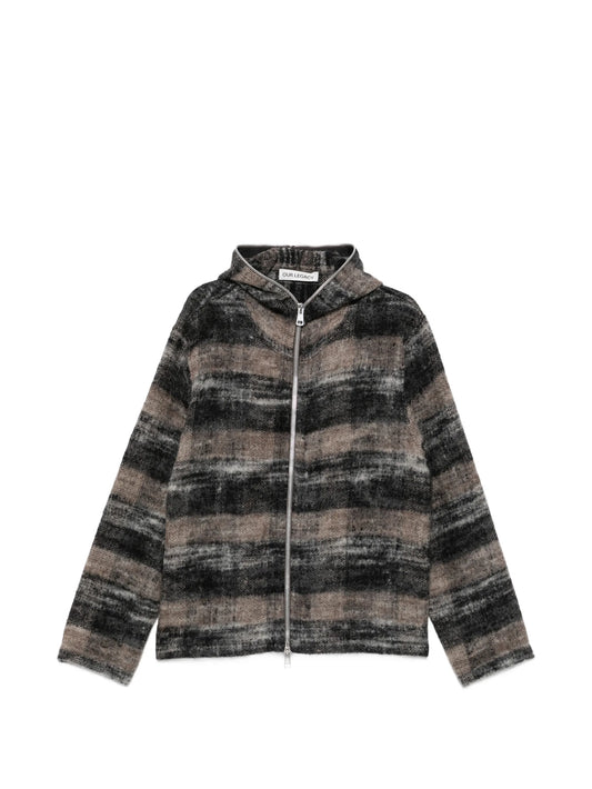 check-pattern zip-up hoodie