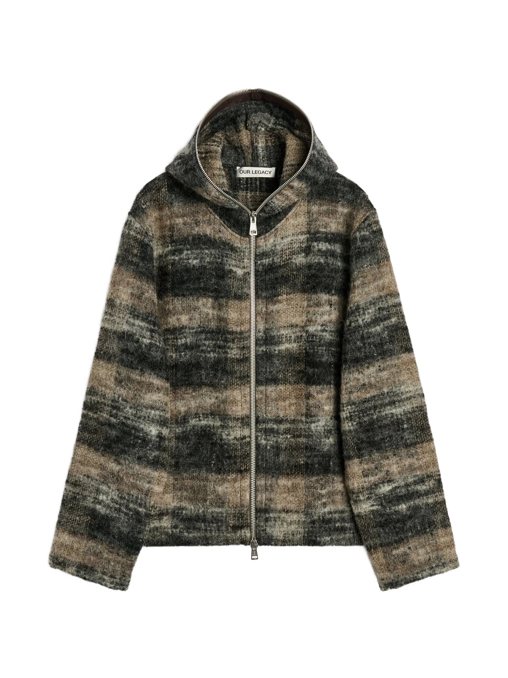 check-pattern zip-up hoodie