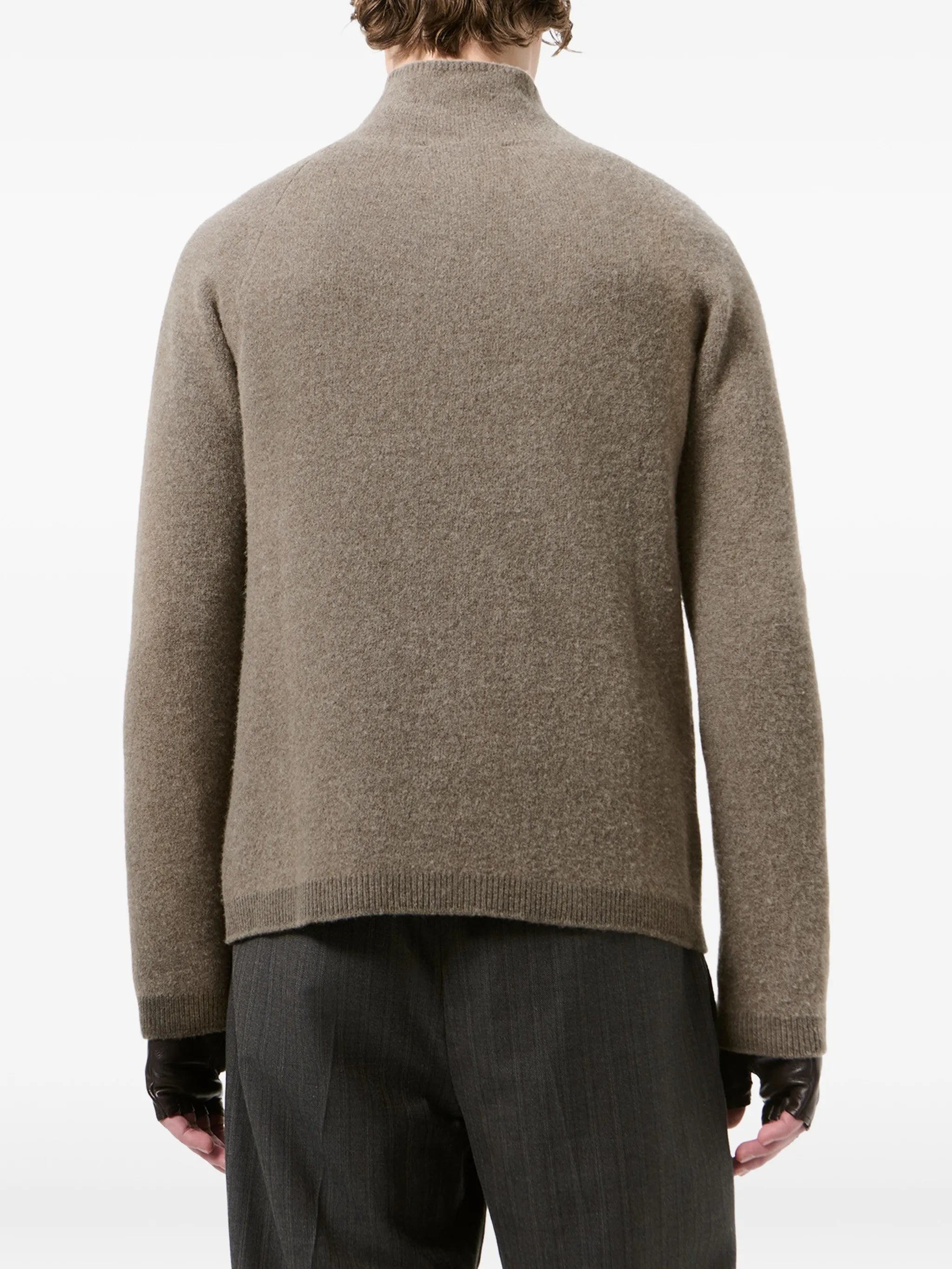 zip-up raglan-sleeve cardigan