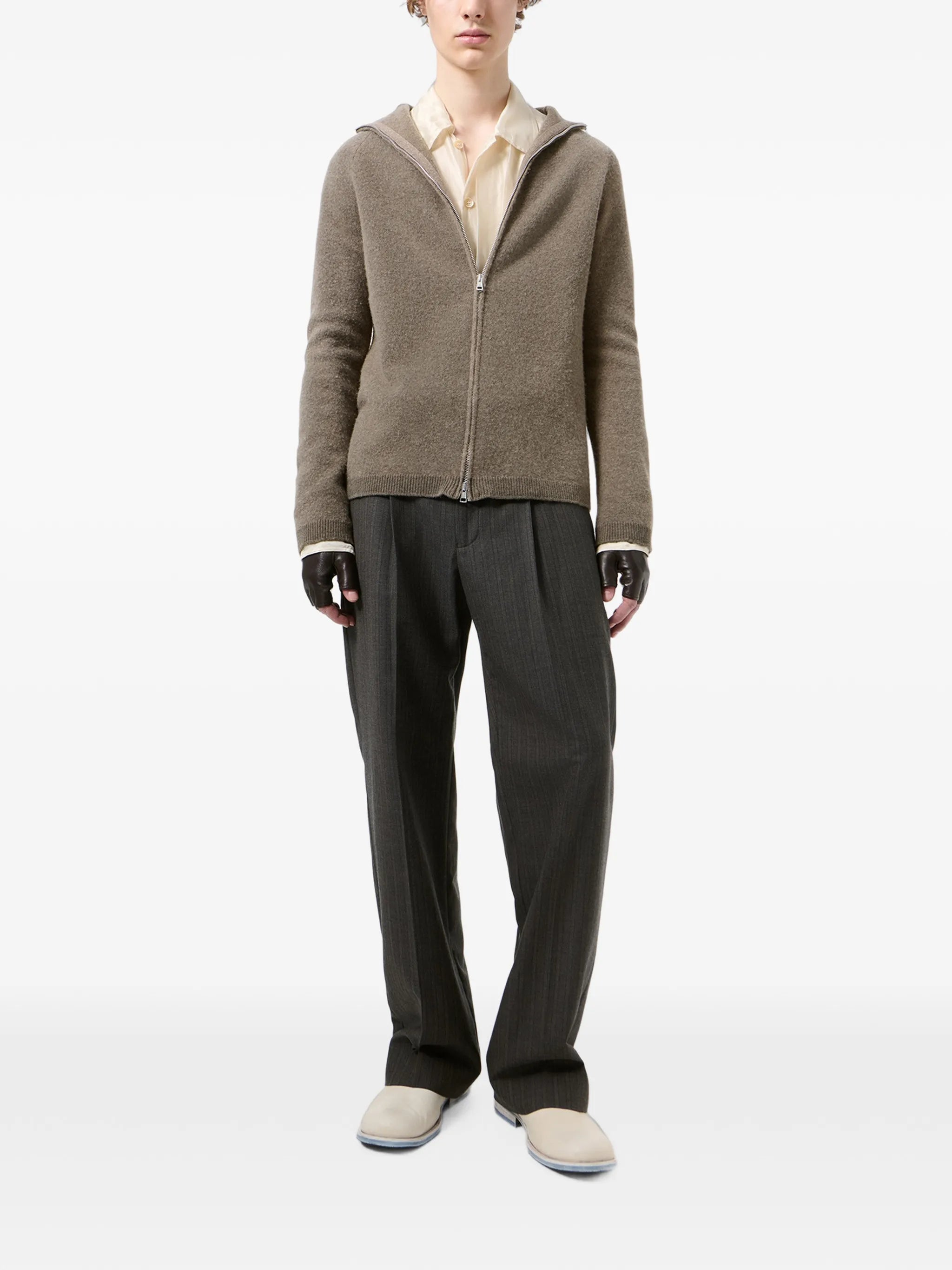 zip-up raglan-sleeve cardigan