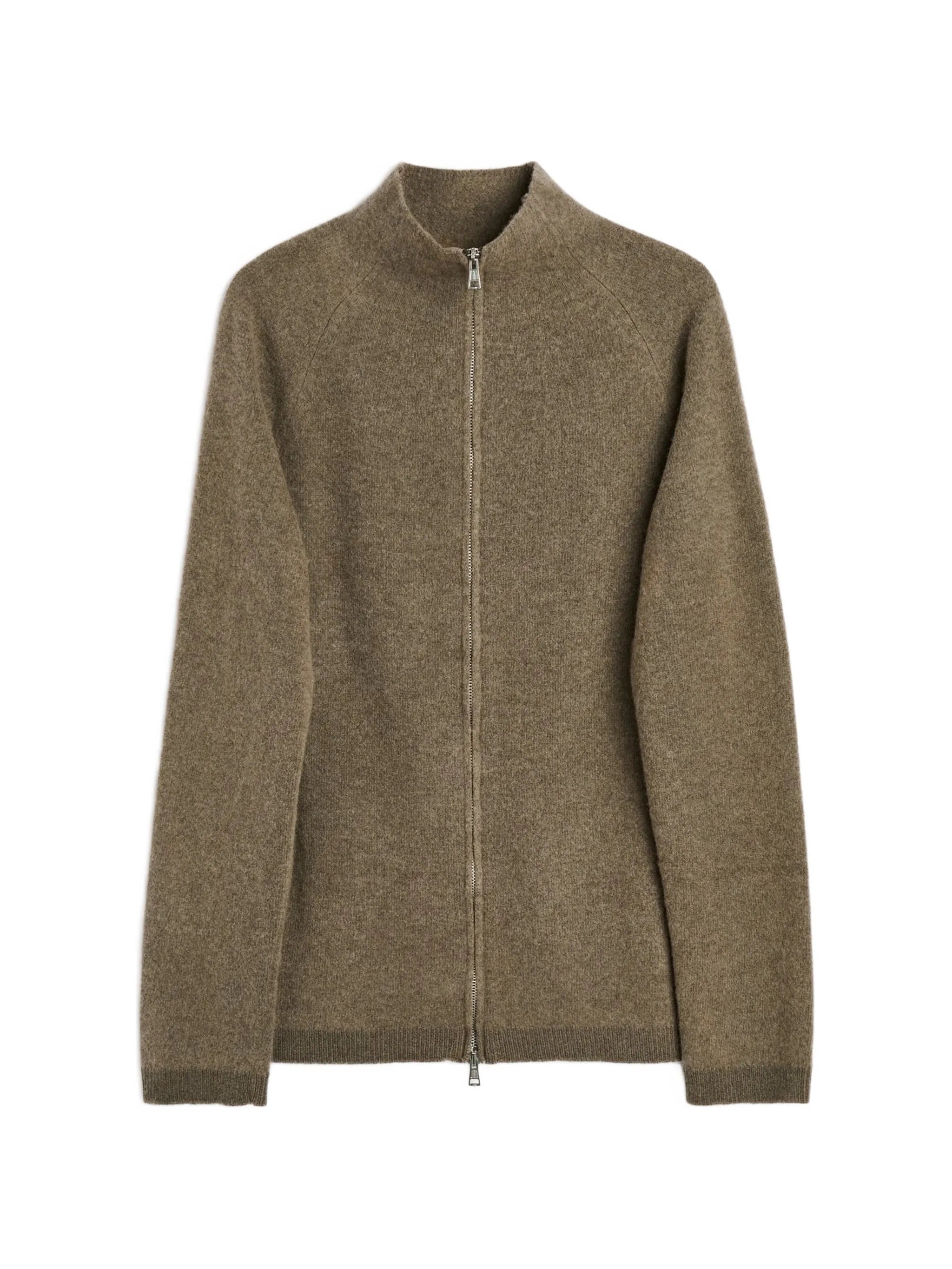 zip-up raglan-sleeve cardigan