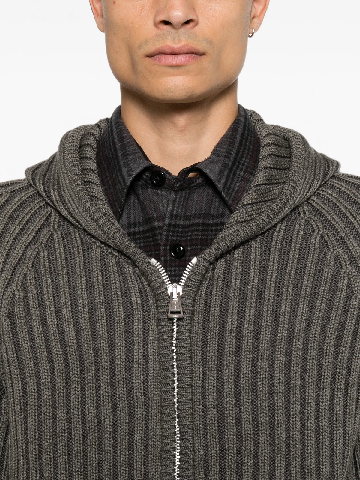 Level ribbed-knit hoodie