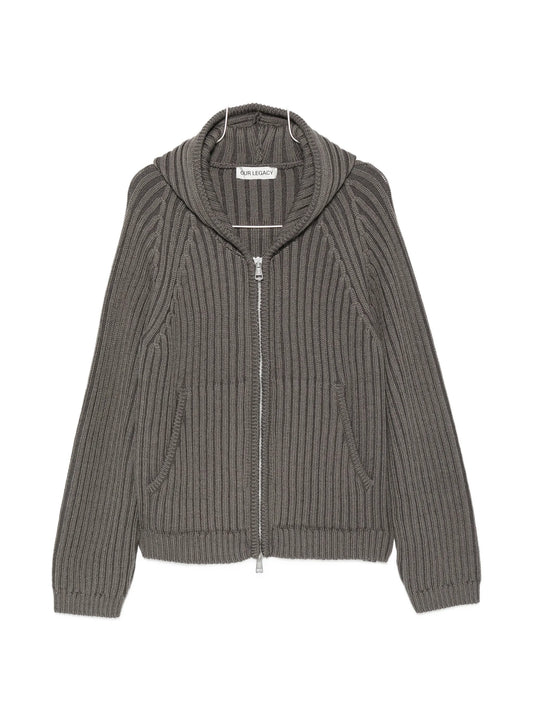 Level ribbed-knit hoodie cardigan