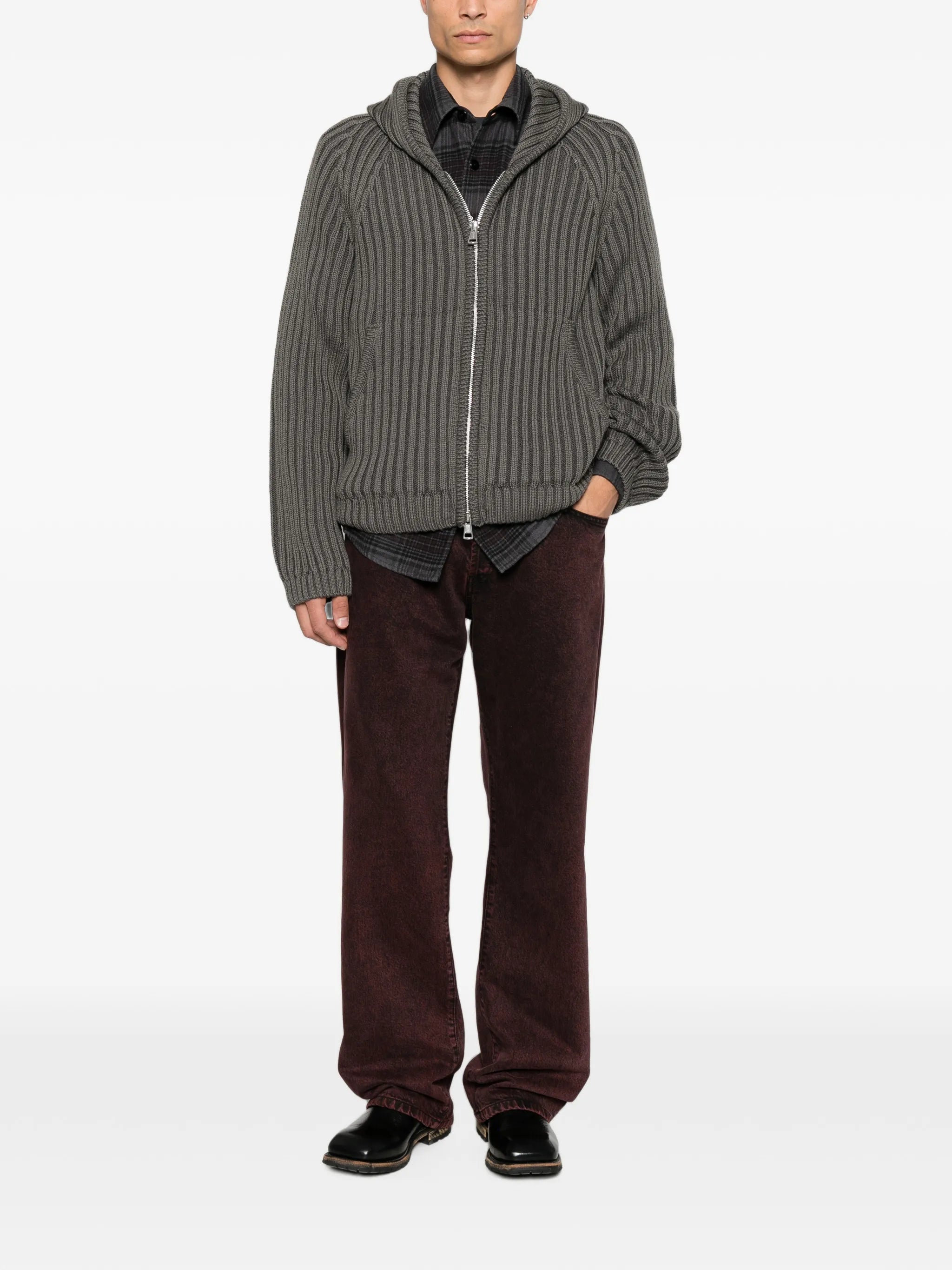 Level ribbed-knit hoodie