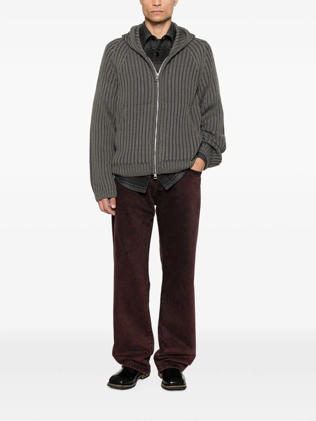 Level ribbed-knit hoodie