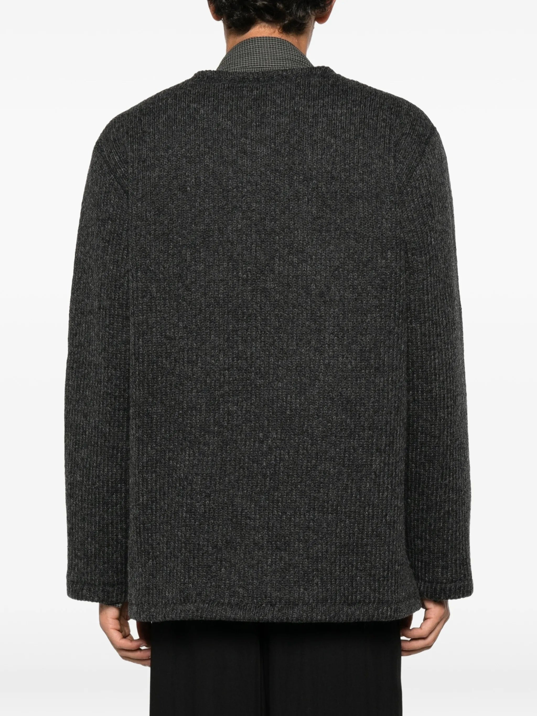 ribbed-knit panelled cardigan