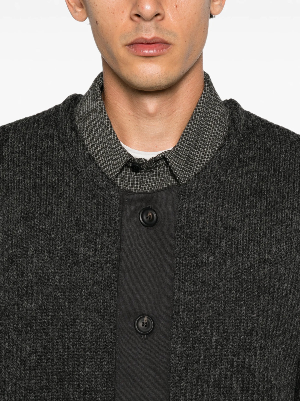 ribbed-knit panelled cardigan