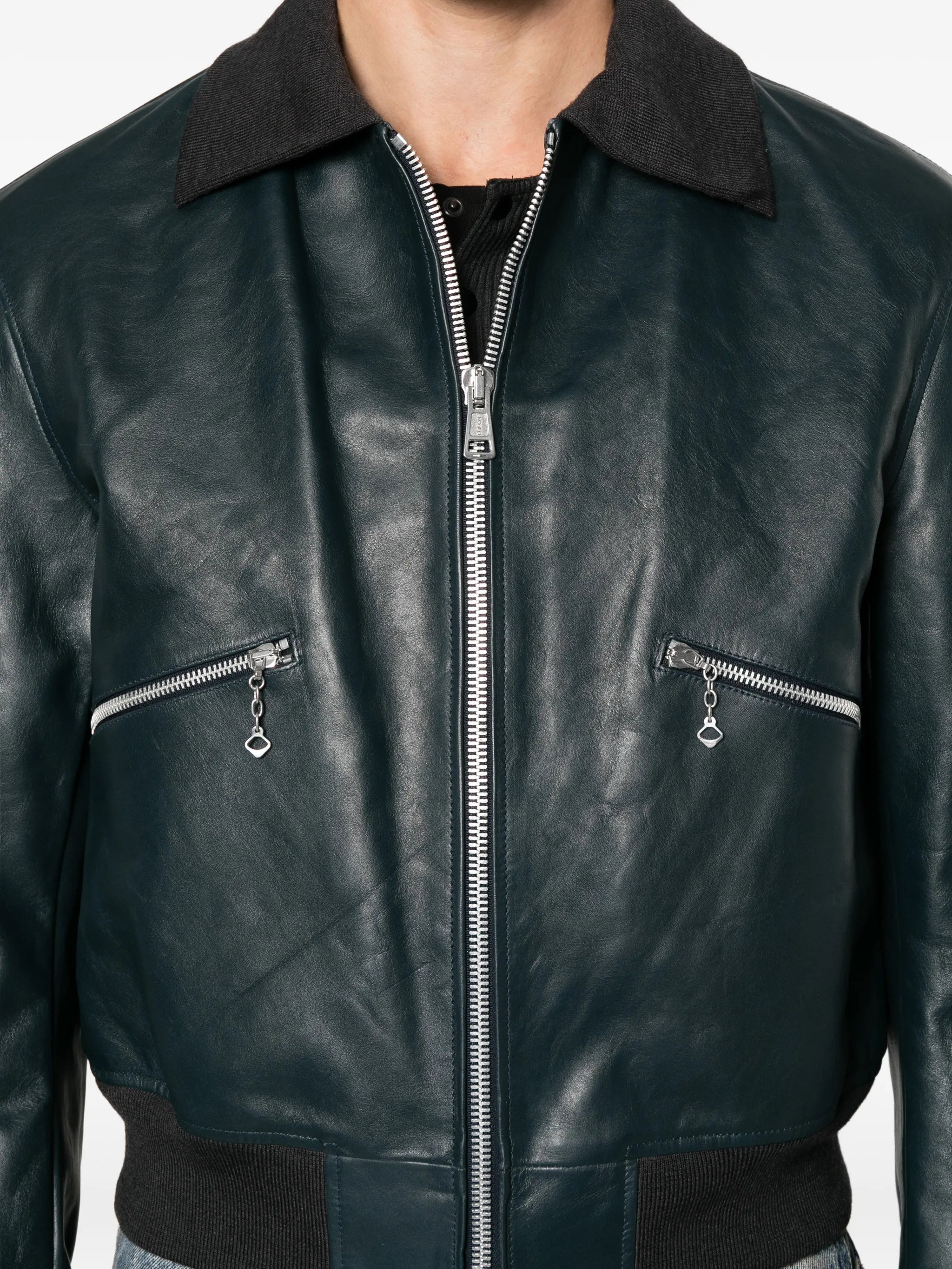 pliable leather bomber jacket