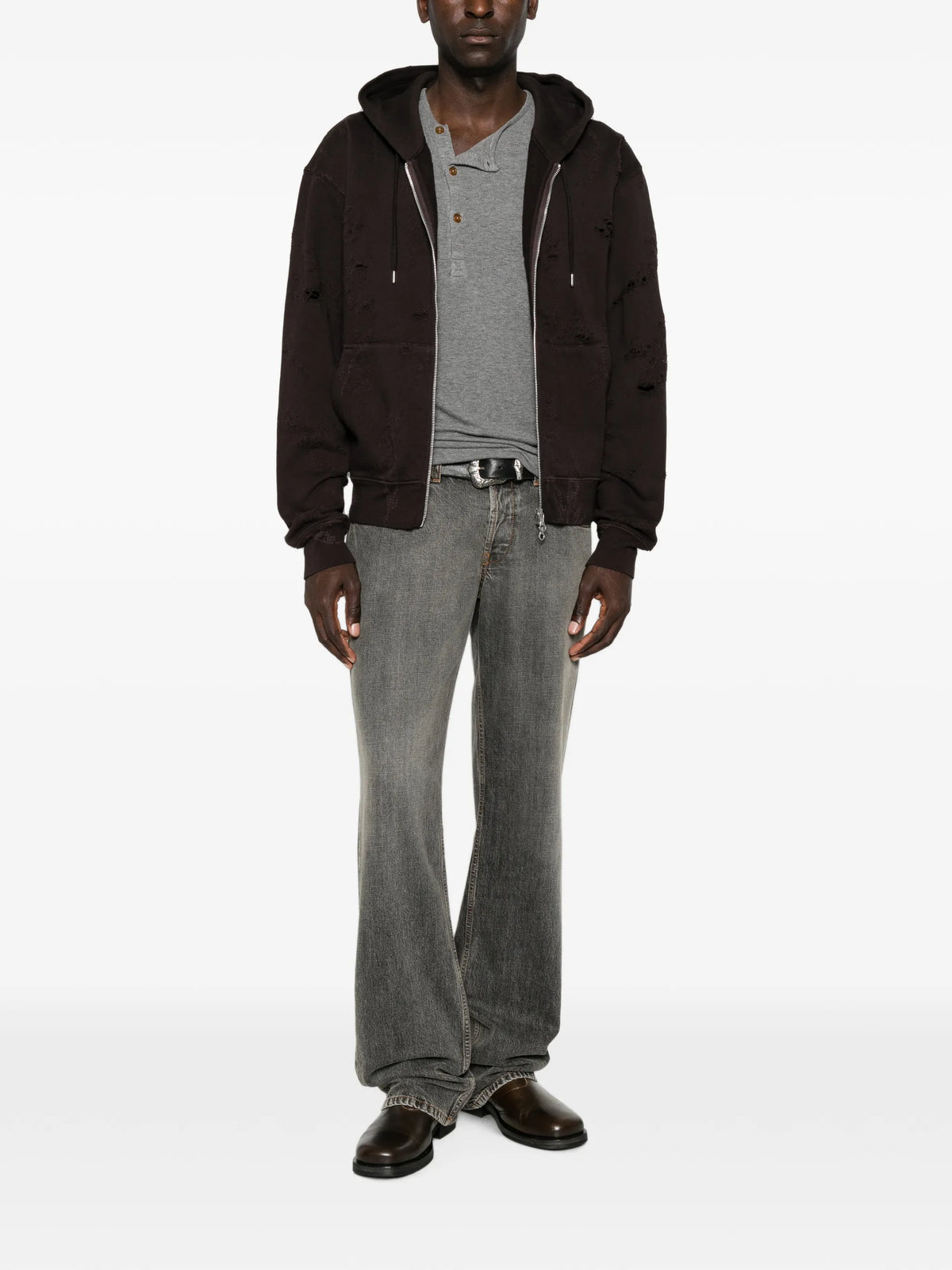 Rascal distressed zip-up hoodie