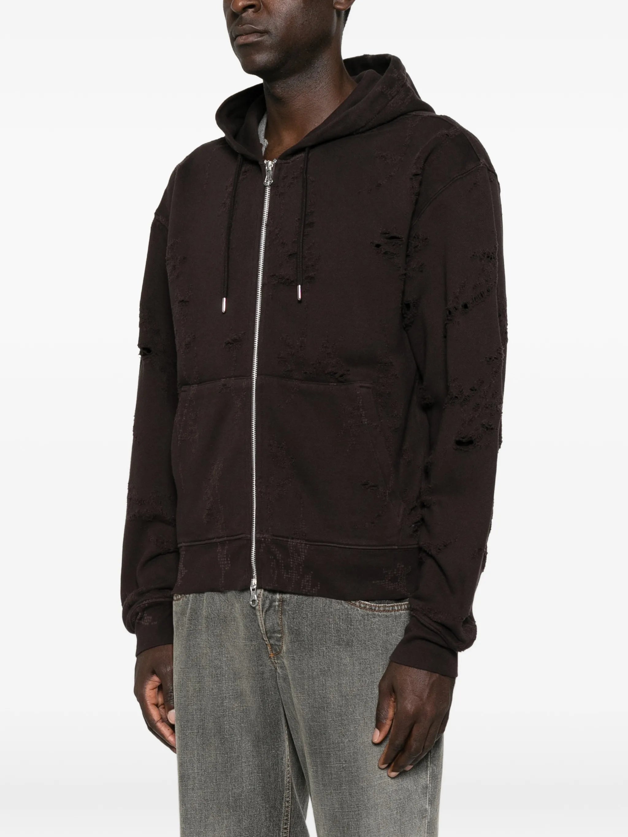 Rascal distressed zip-up hoodie