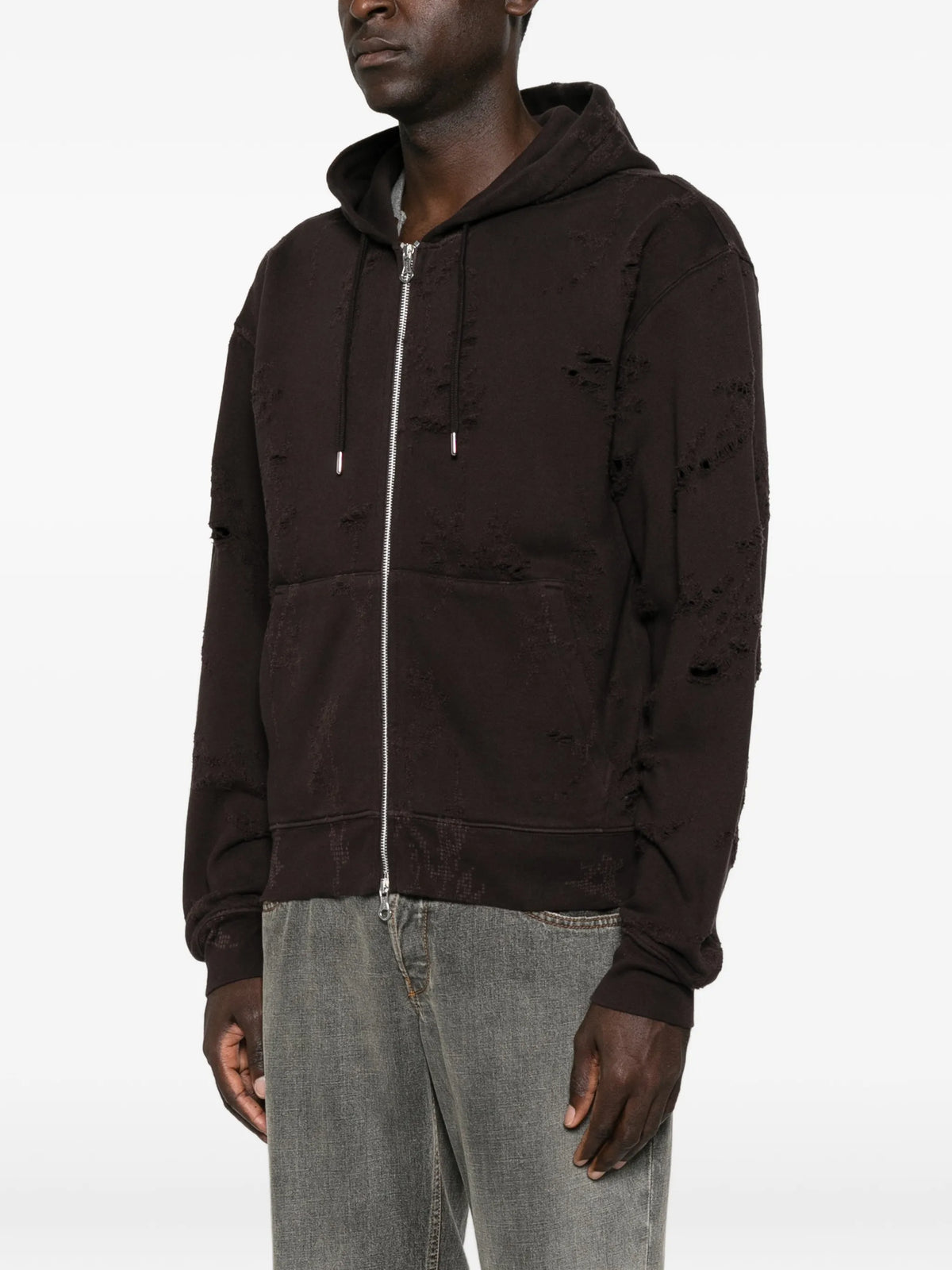 Rascal distressed zip-up hoodie