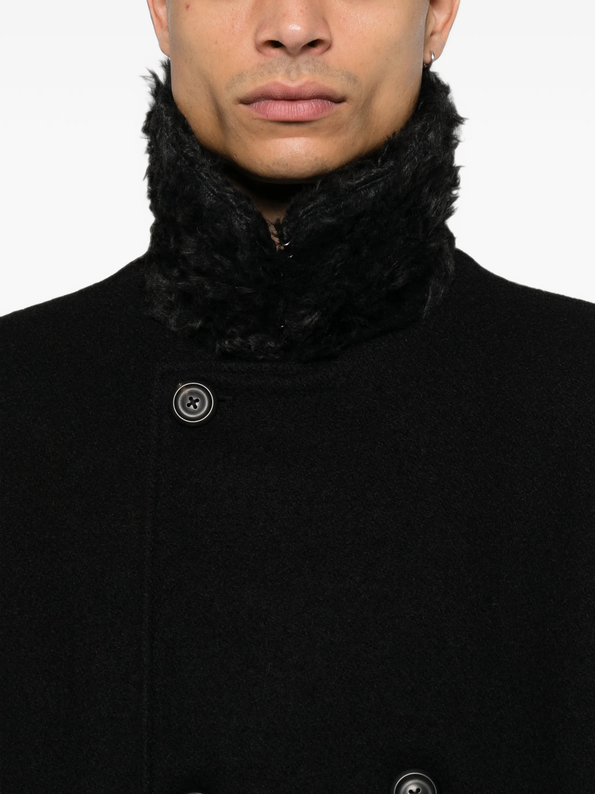 faux-fur collar double-breasted coat