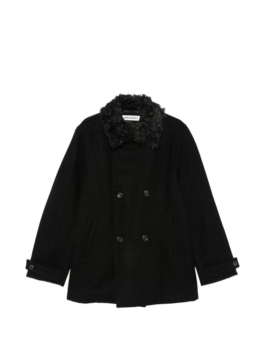 faux-fur collar double-breasted coat