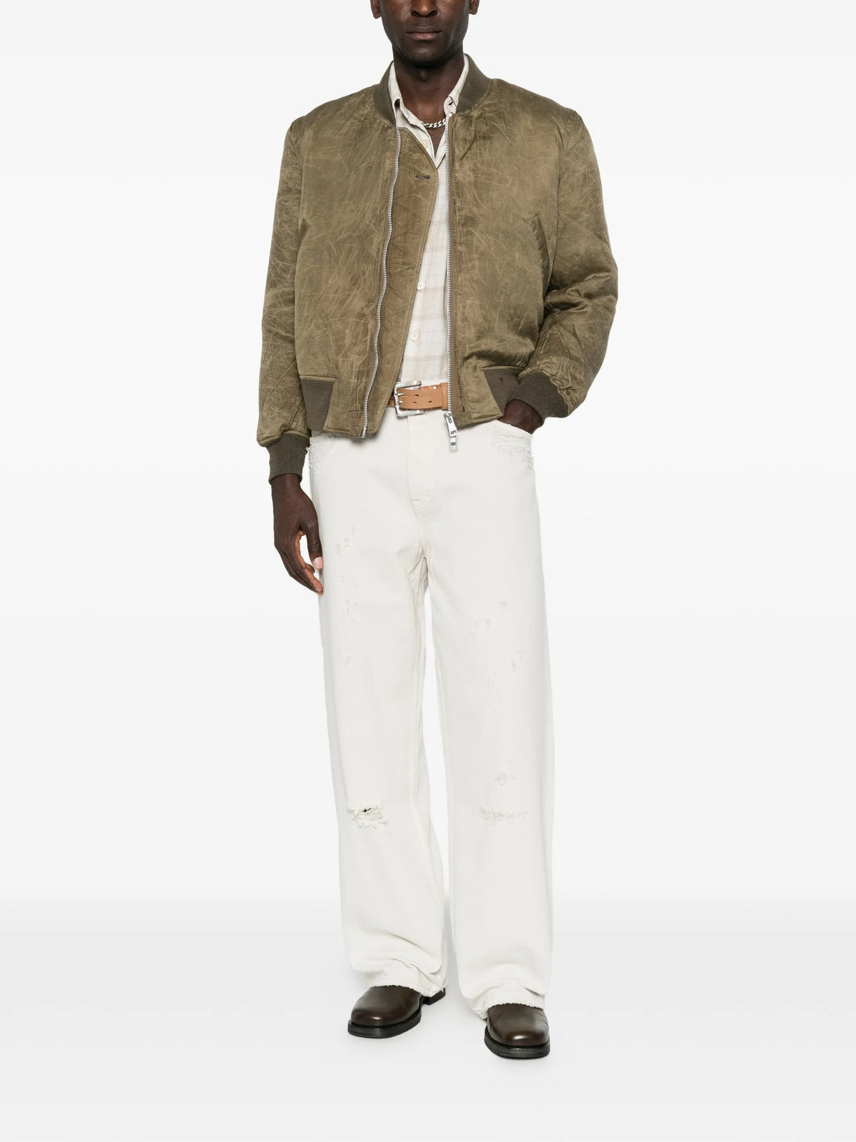 wax-dipped cupro bomber jacket
