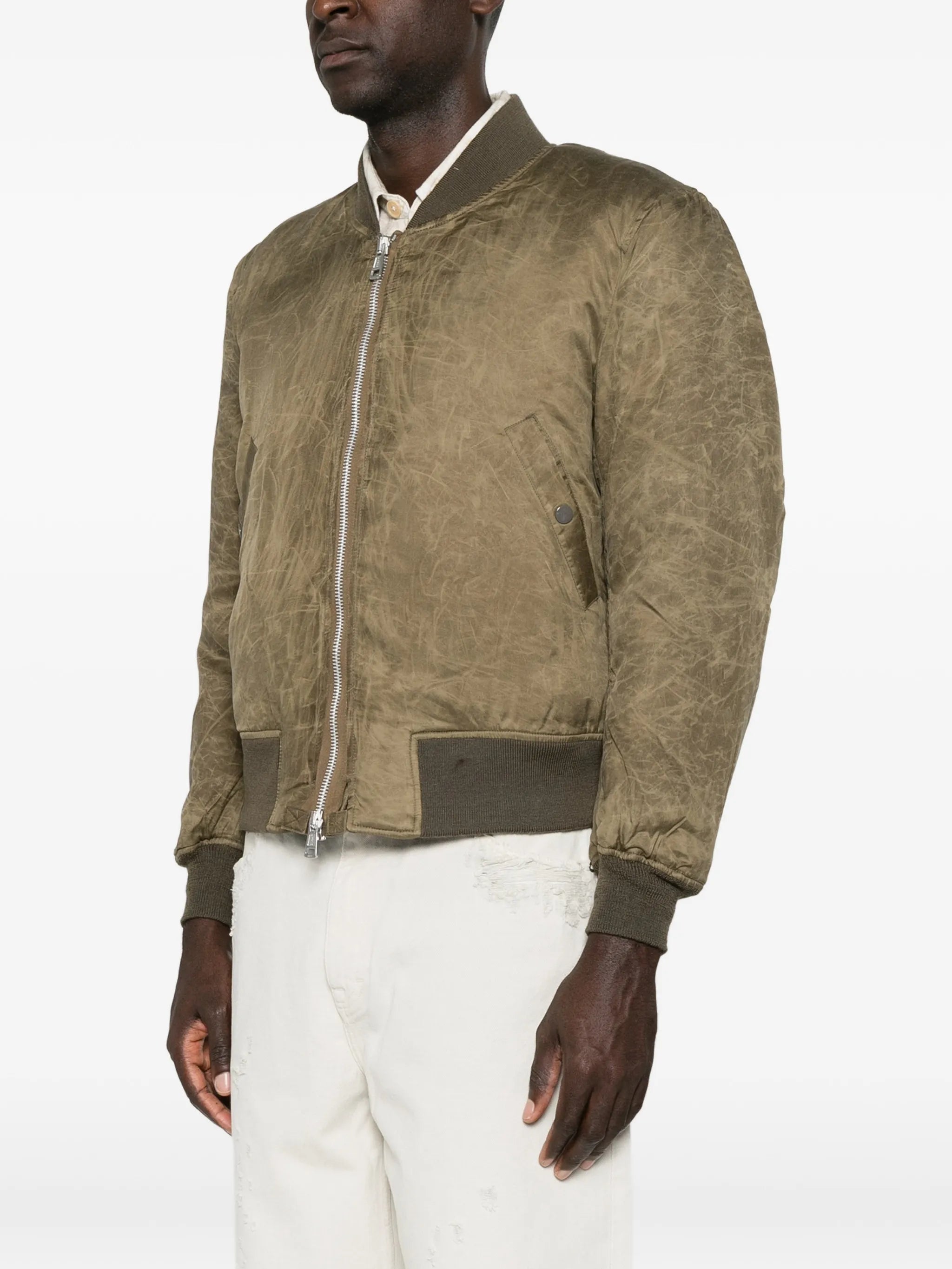 wax-dipped cupro bomber jacket