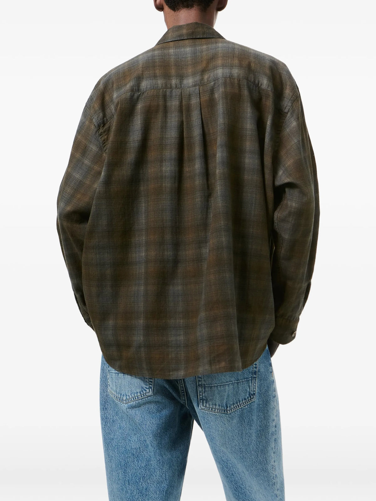 Borrowed check-print chest-pocket shirt