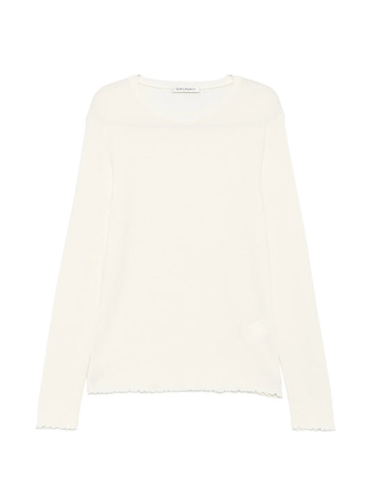 ripple-rib elongated long-sleeve T-shirt