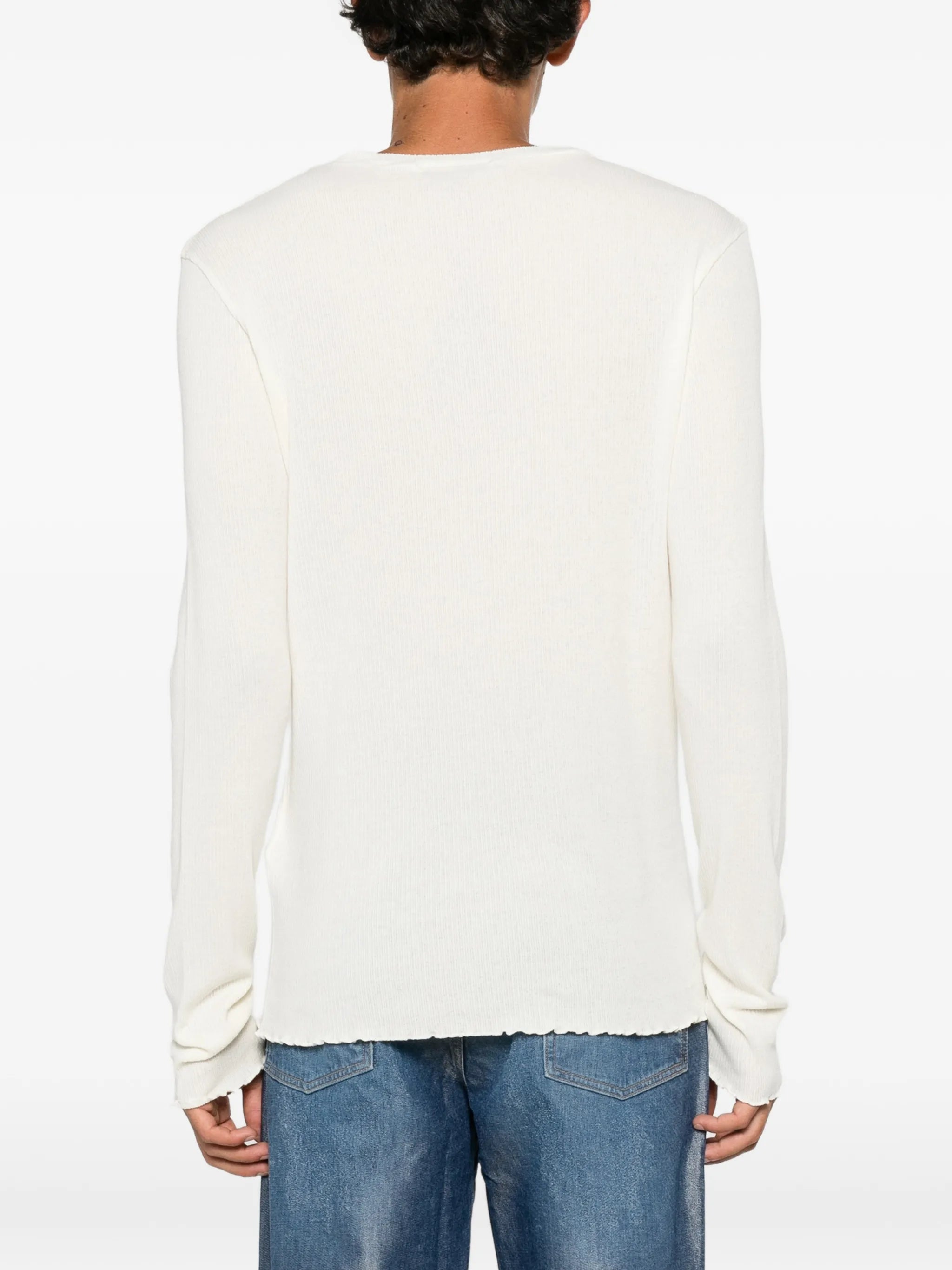long-sleeve lettuce-hem T-shirt