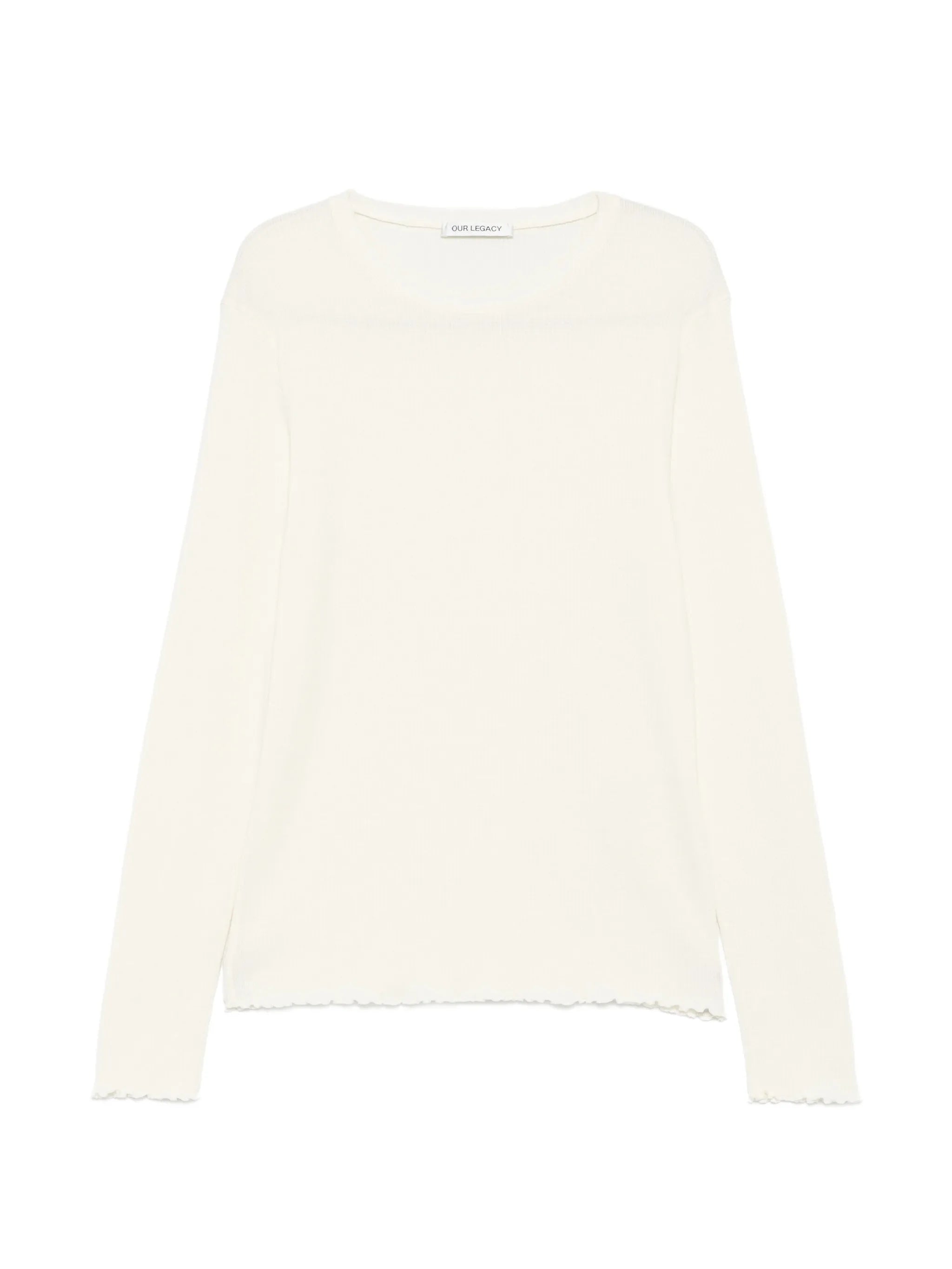 long-sleeve lettuce-hem T-shirt