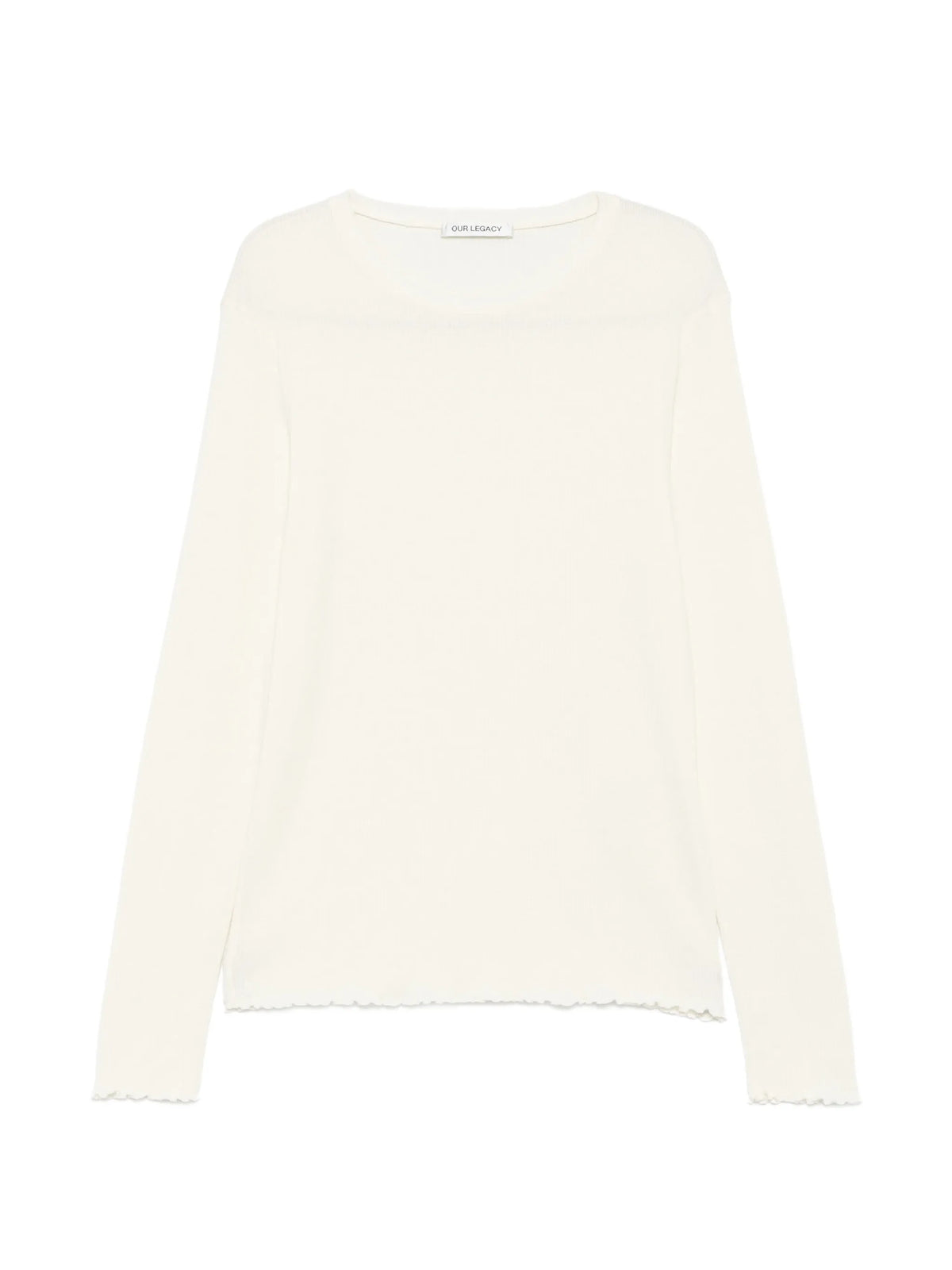 long-sleeve lettuce-hem T-shirt