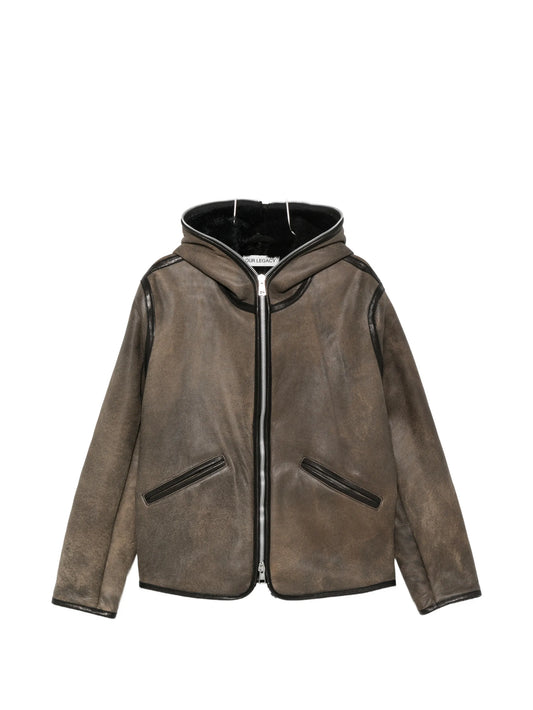 shearling zip-fastening jacket