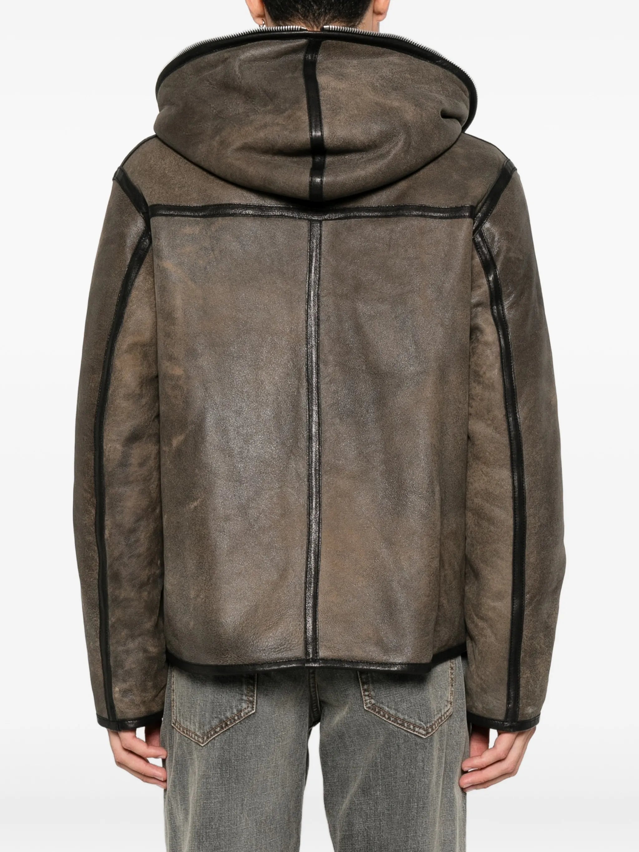 shearling zip-fastening jacket