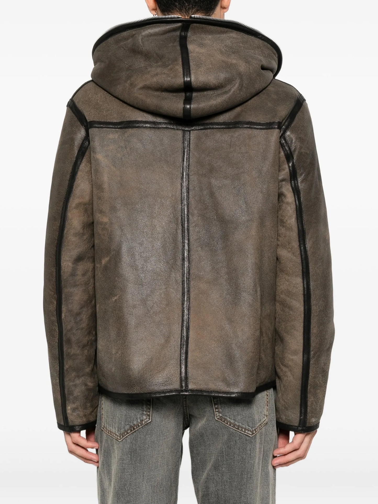 shearling zip-fastening jacket