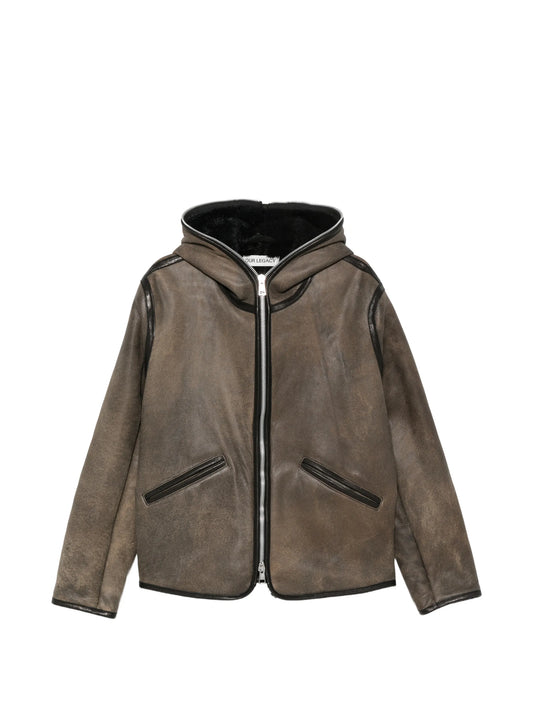 shearling zip-fastening jacket