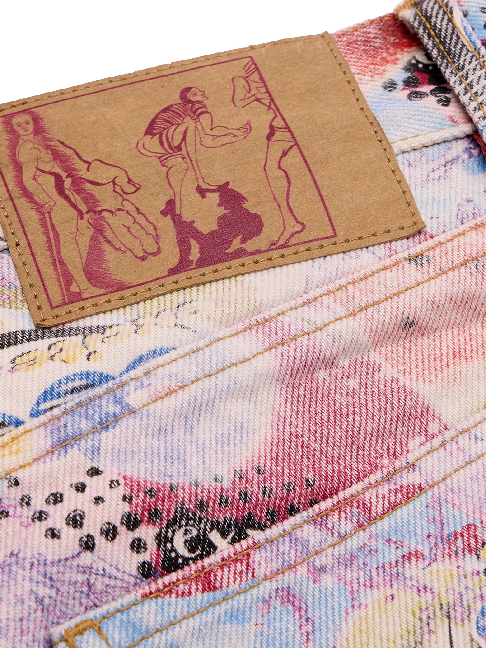printed five-pocket jeans