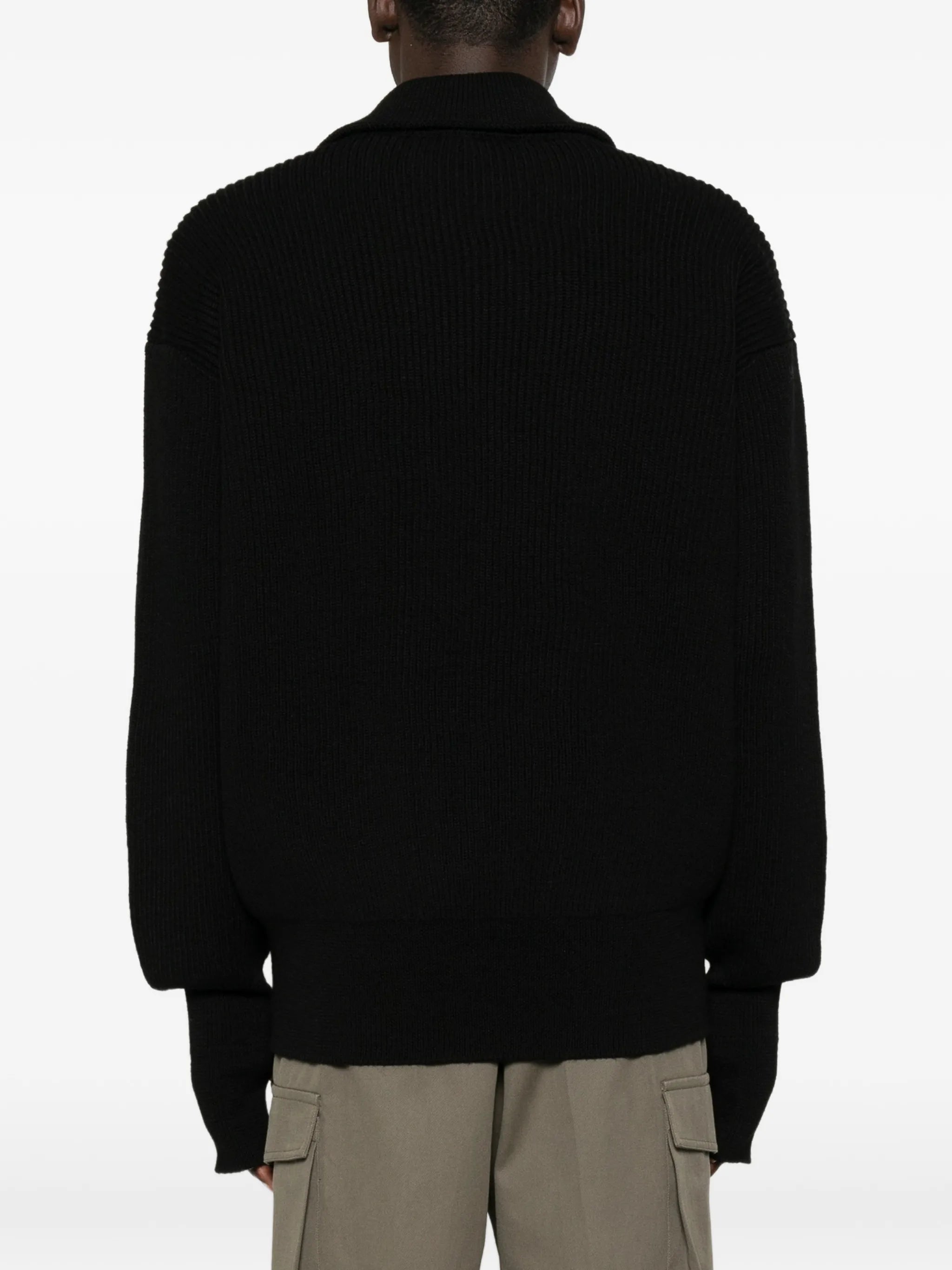 fisherman-rib zip-fastening cardigan