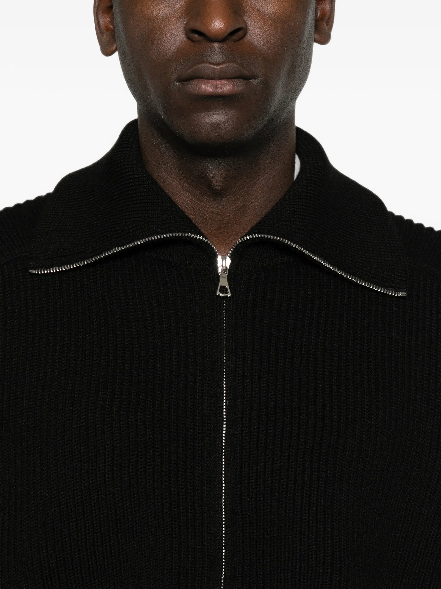 fisherman-rib zip-fastening cardigan