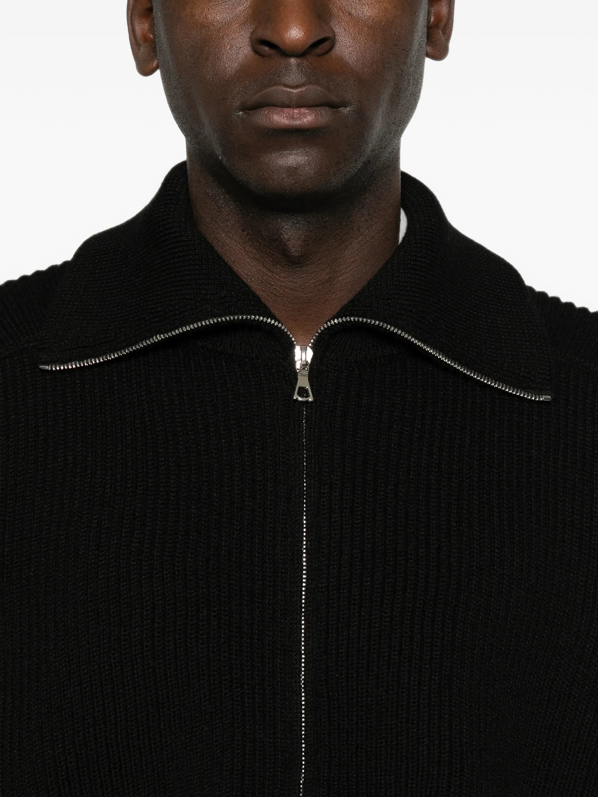 fisherman-rib zip-fastening cardigan