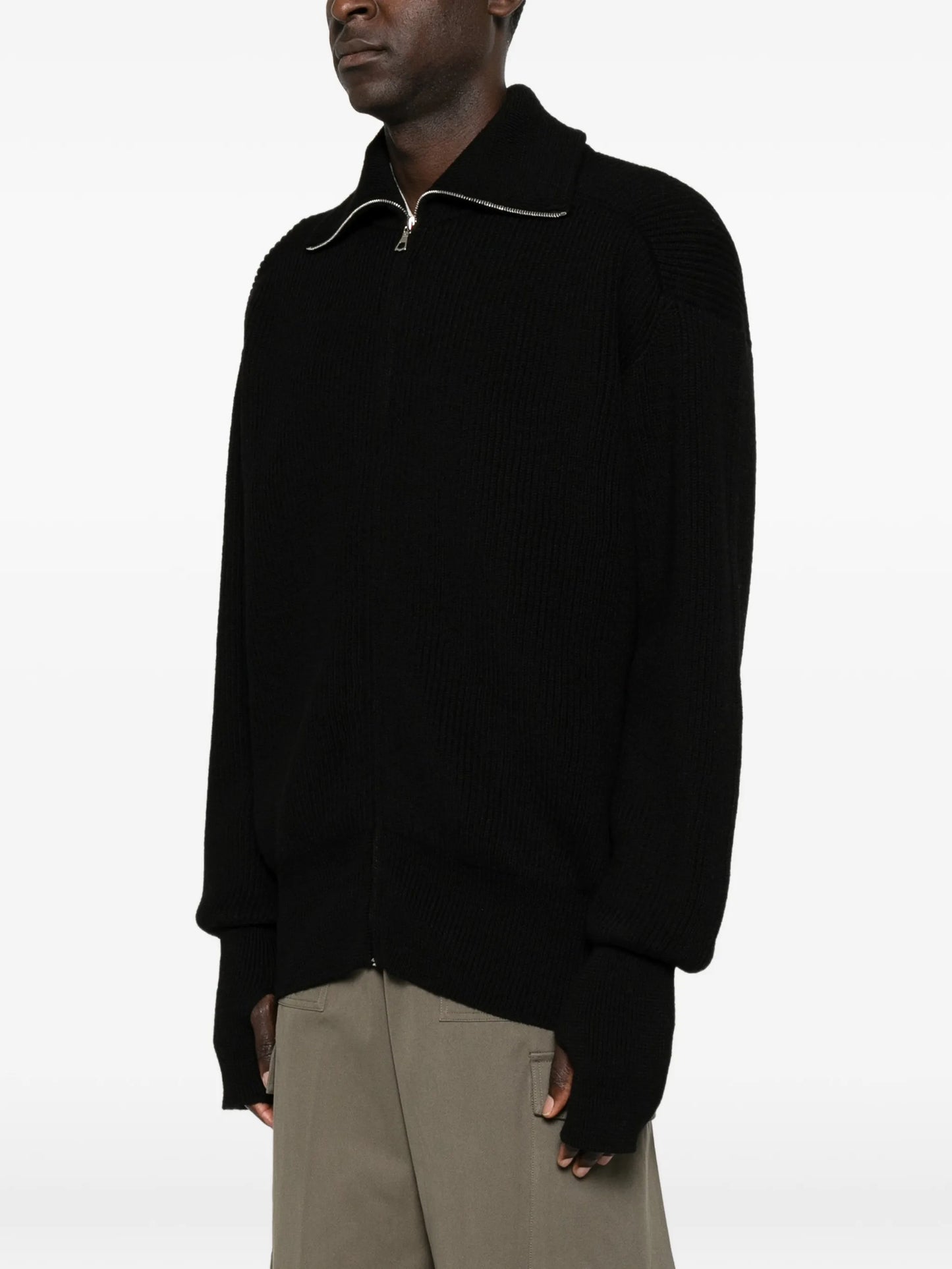 fisherman-rib zip-fastening cardigan