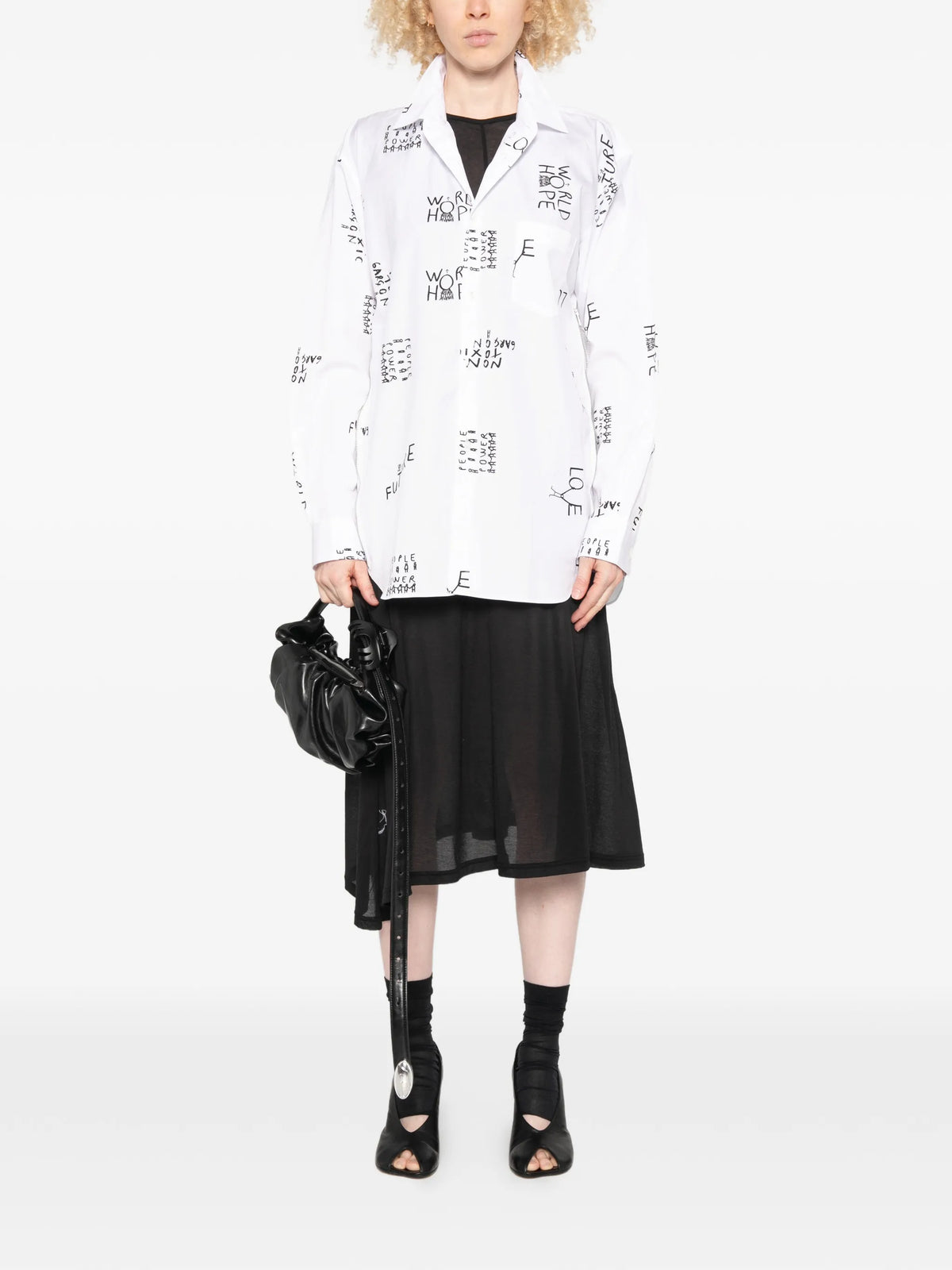 slogan-print zip-detail shirt